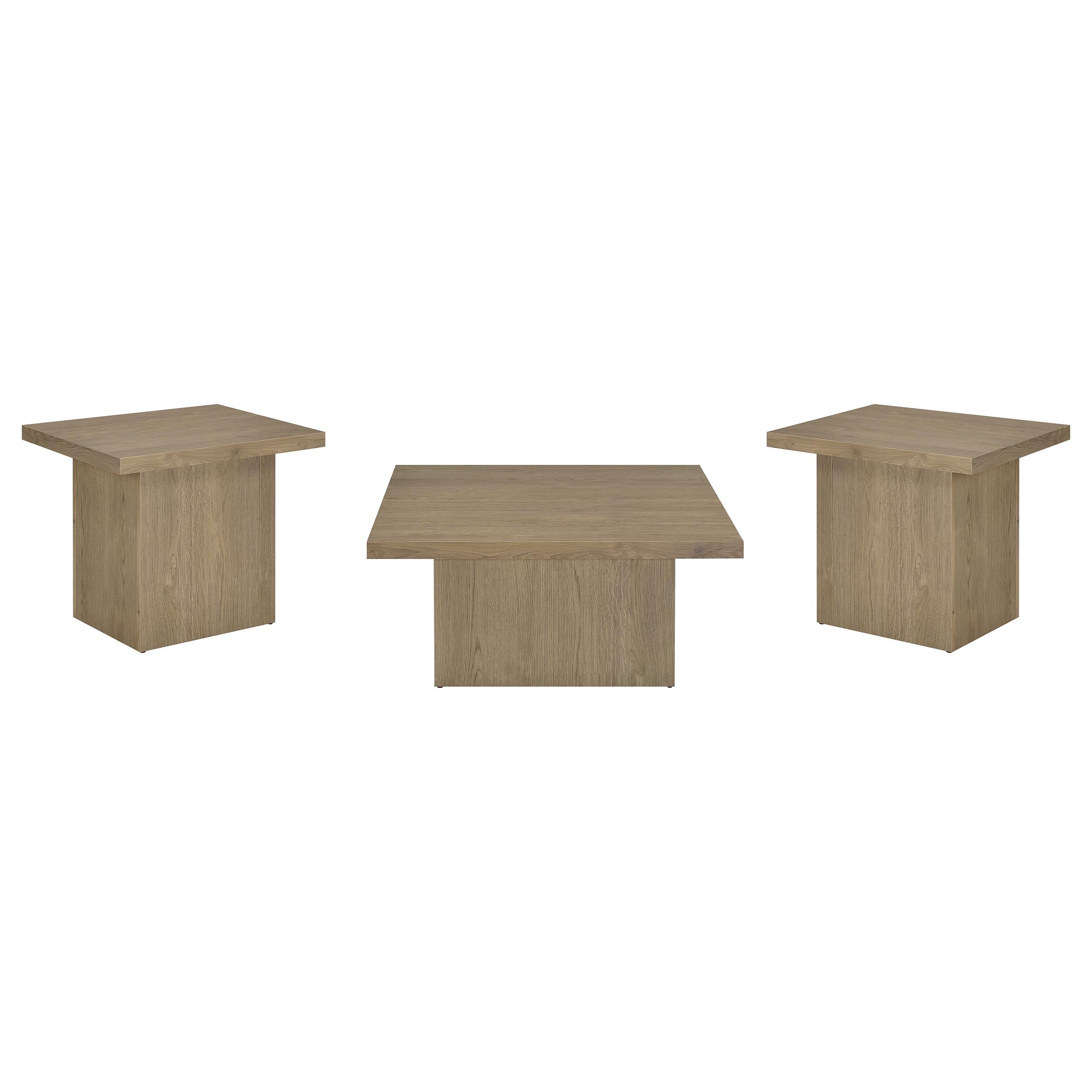 Devar Square Cocktail Coffee End Table Set Latte