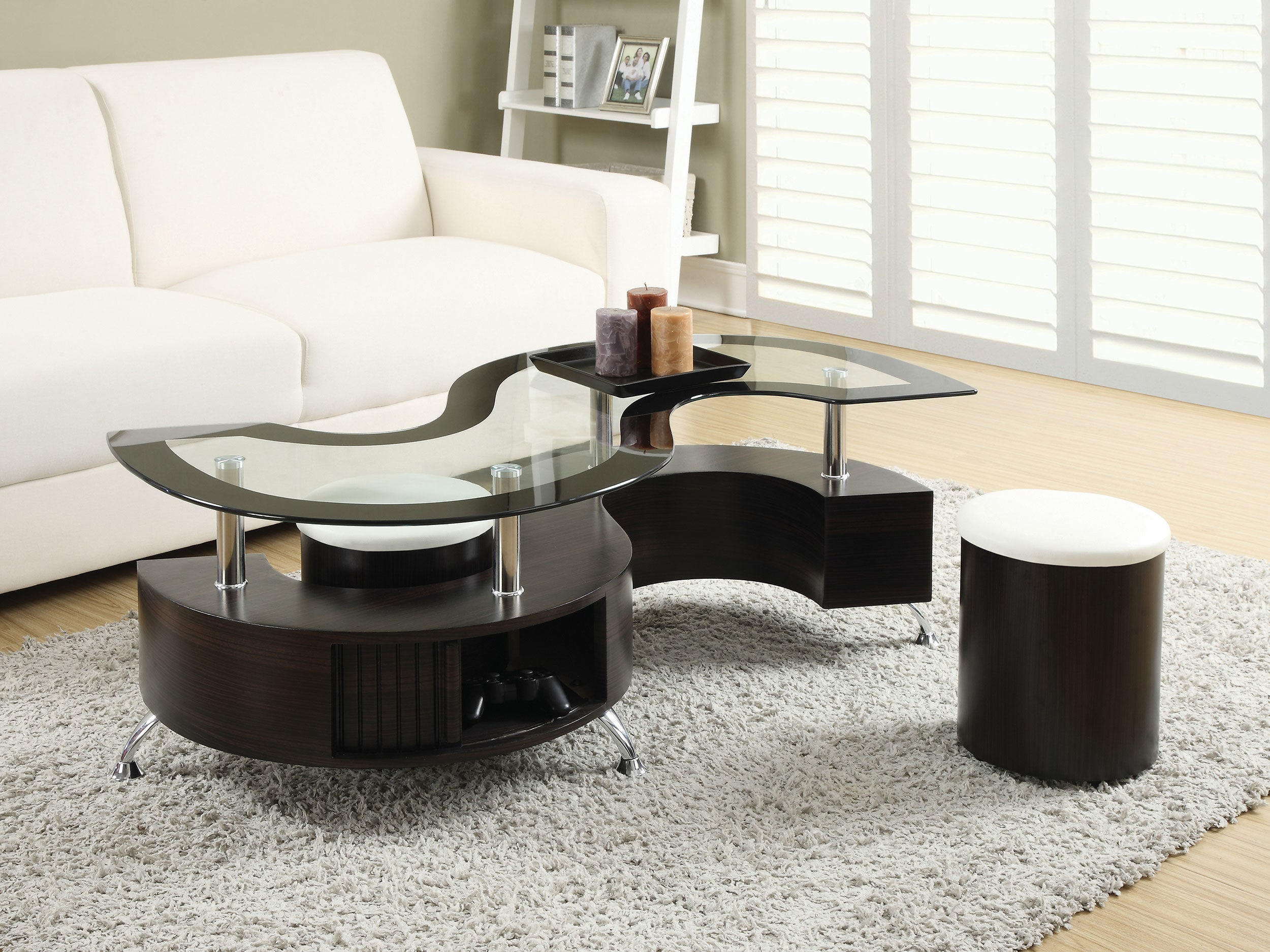 Buckley  Coffee Table and Stools Set Cappuccino