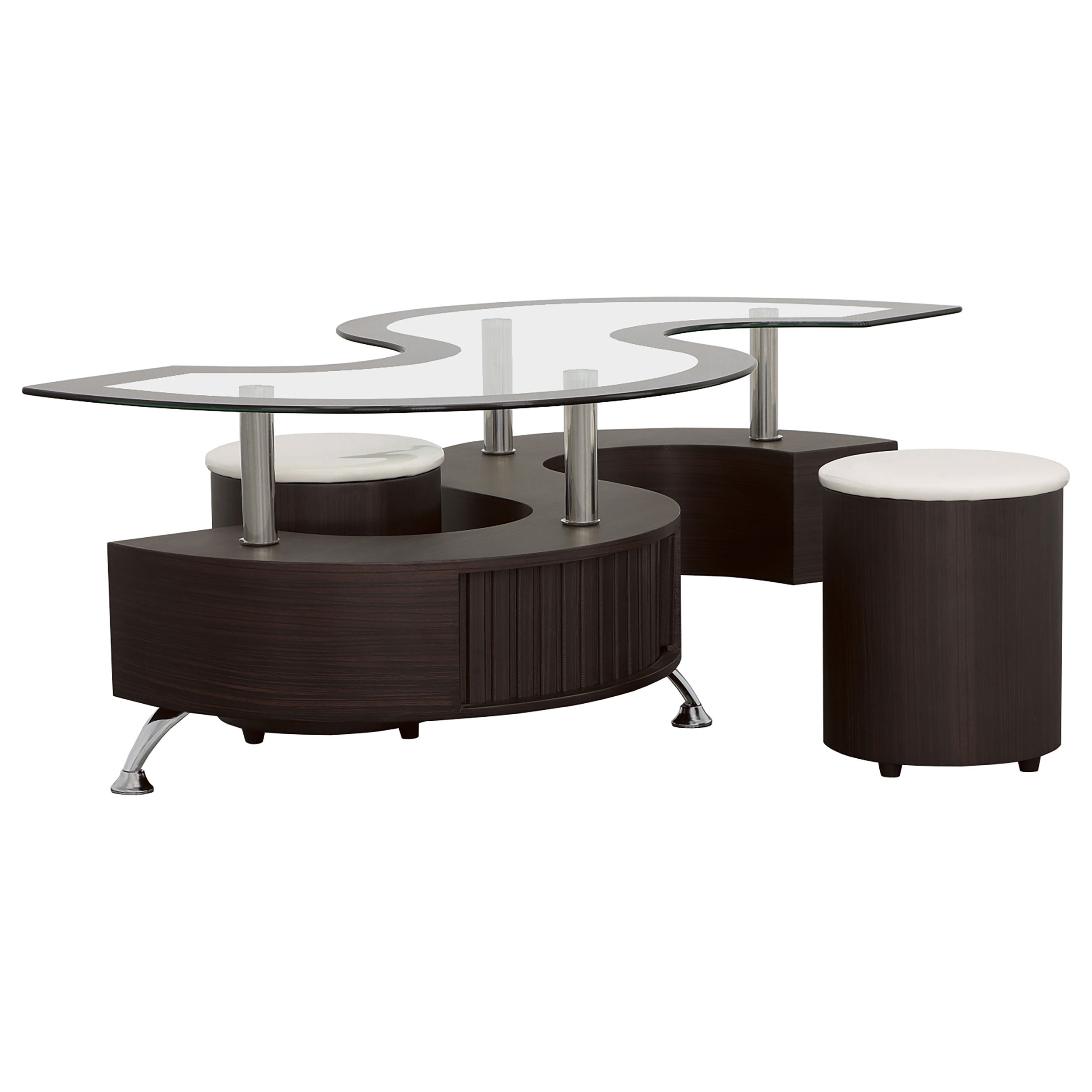 Buckley  Coffee Table and Stools Set Cappuccino