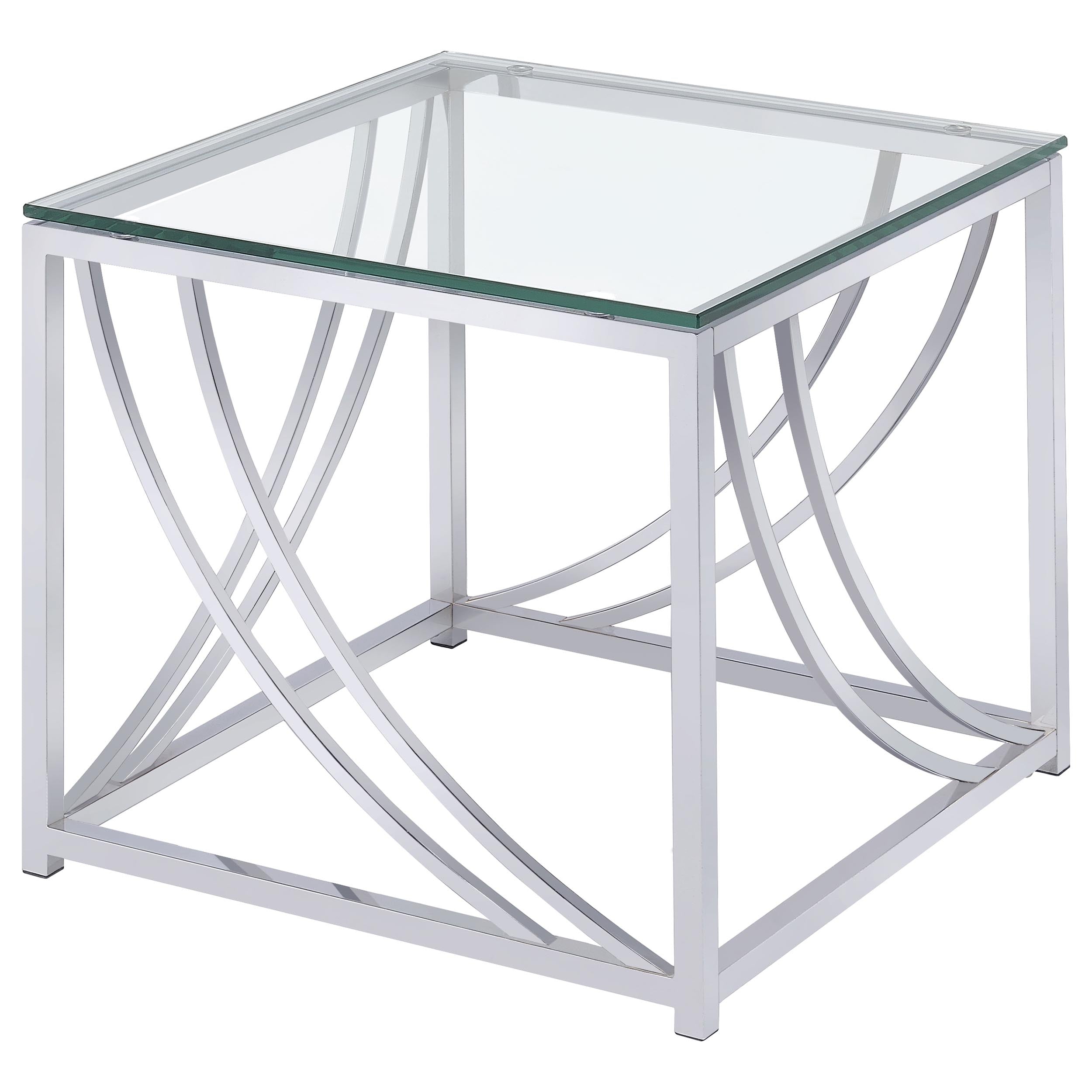Lille 2-piece Glass Top Coffee And End Table Set Chrome