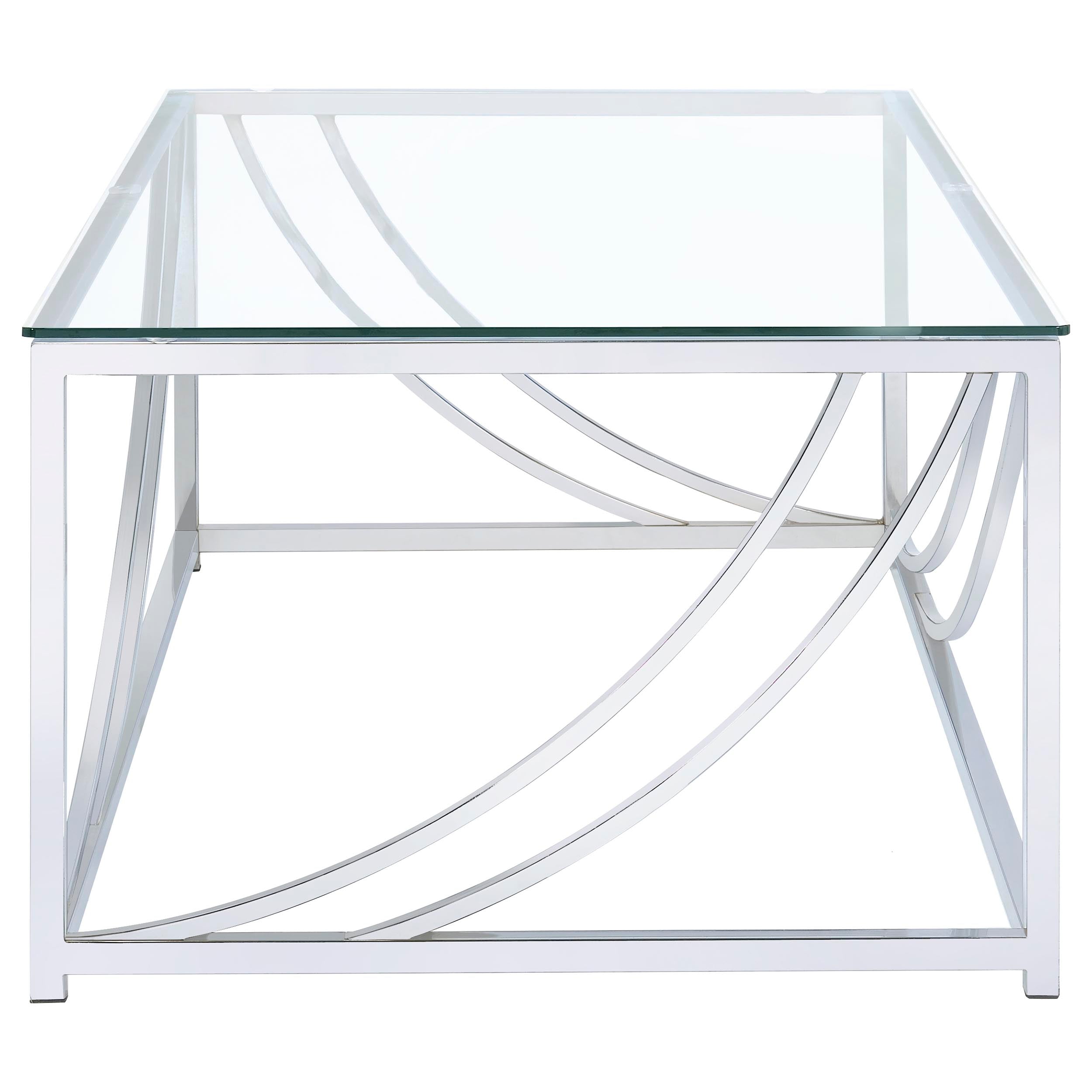 Lille 2-piece Glass Top Coffee And End Table Set Chrome