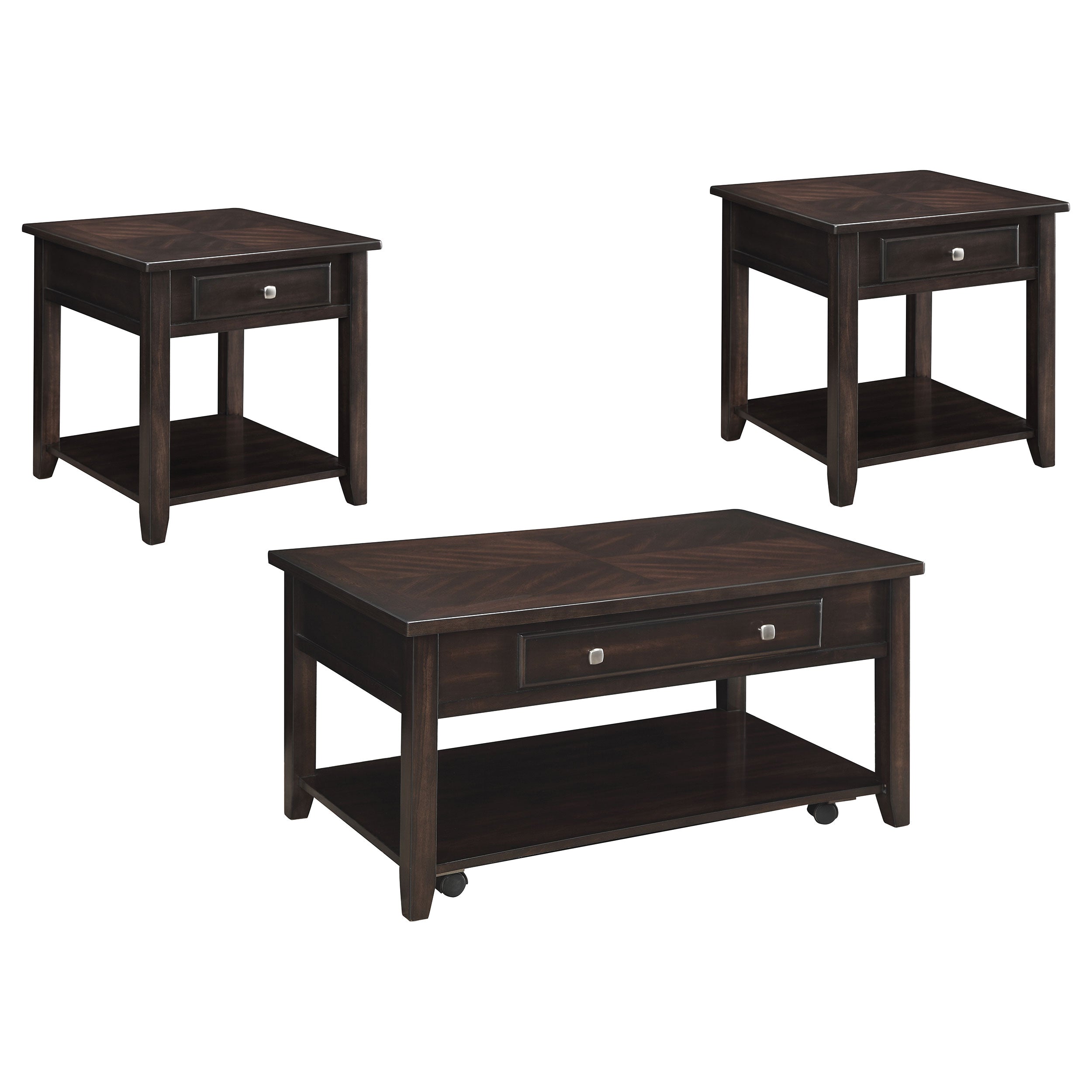 Bradford  Lift Top Coffee and End Table Set Walnut