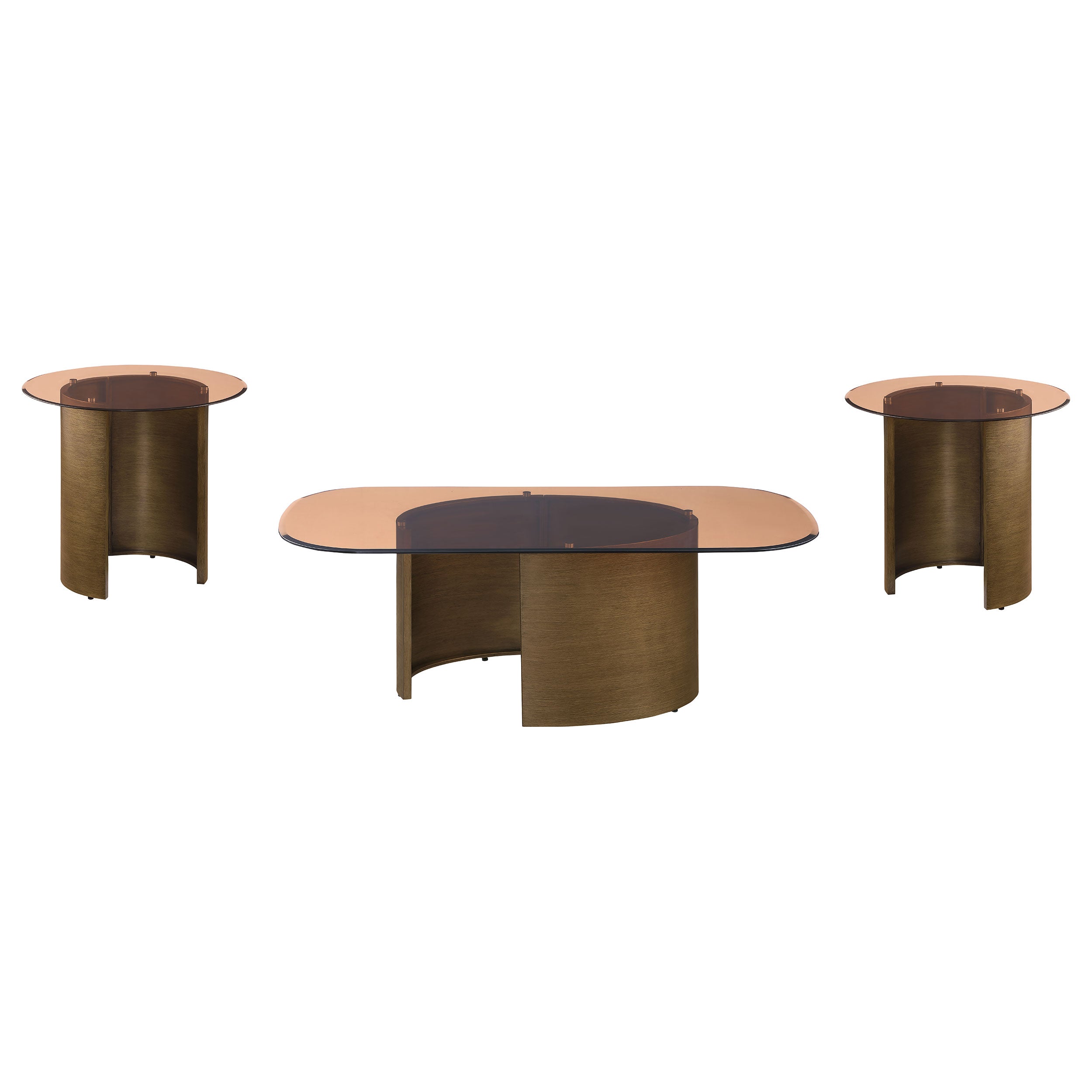 Morena Coffee and End Table Set Brushed Bronze