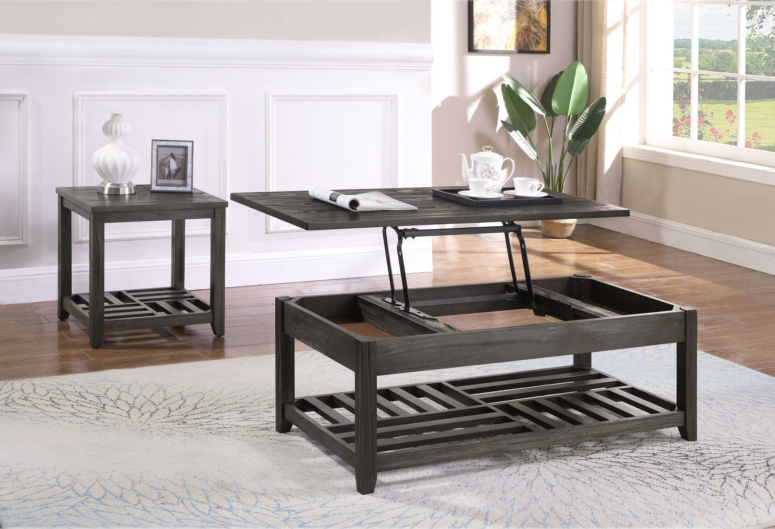 Cliffview Lift Top Coffee and End Table Set Grey