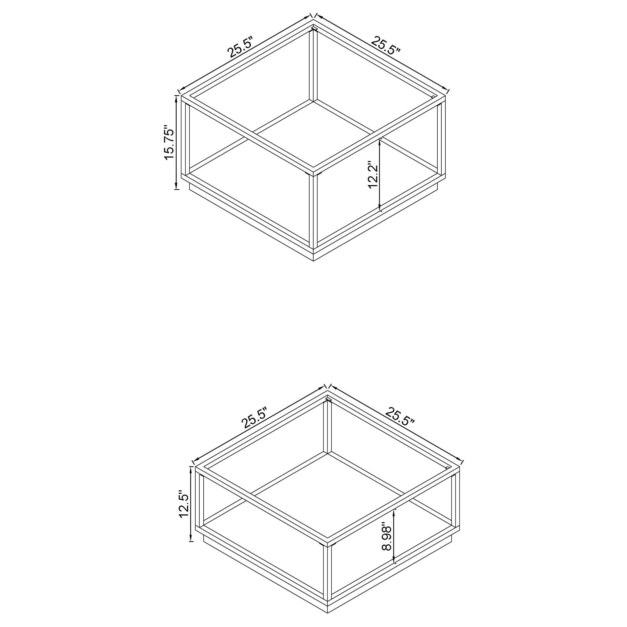 Renee Square Coffee Table Set Rose Brass