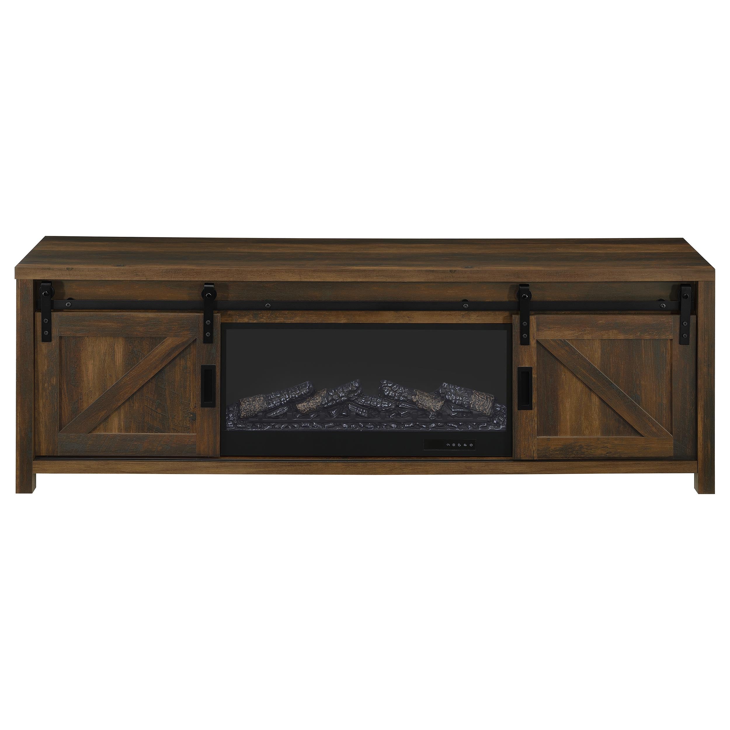 Enfield 71-inch TV Stand Fireplace Media Console Dark Pine