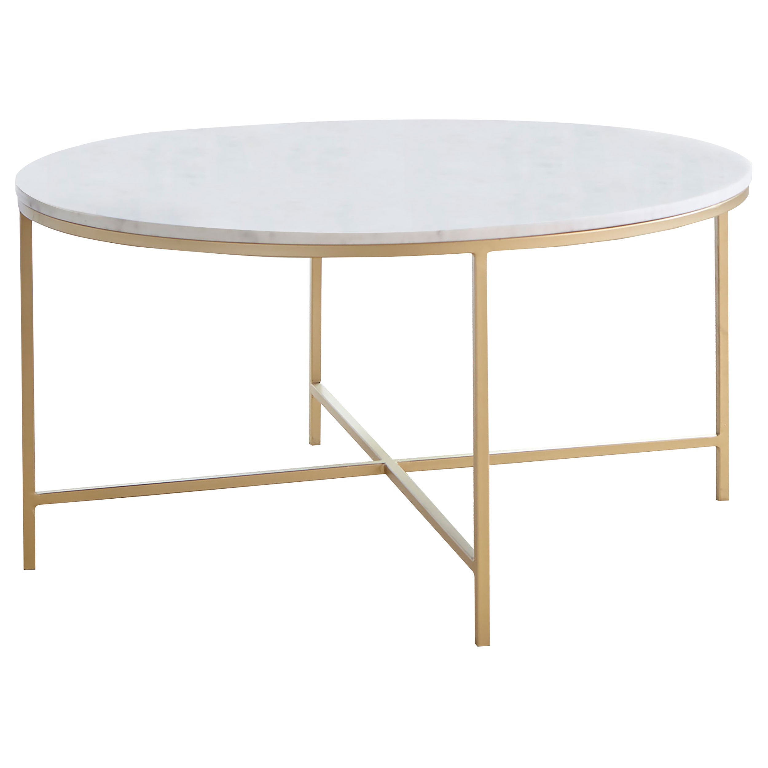 Ellison Round Marble Coffee and End Table Set White