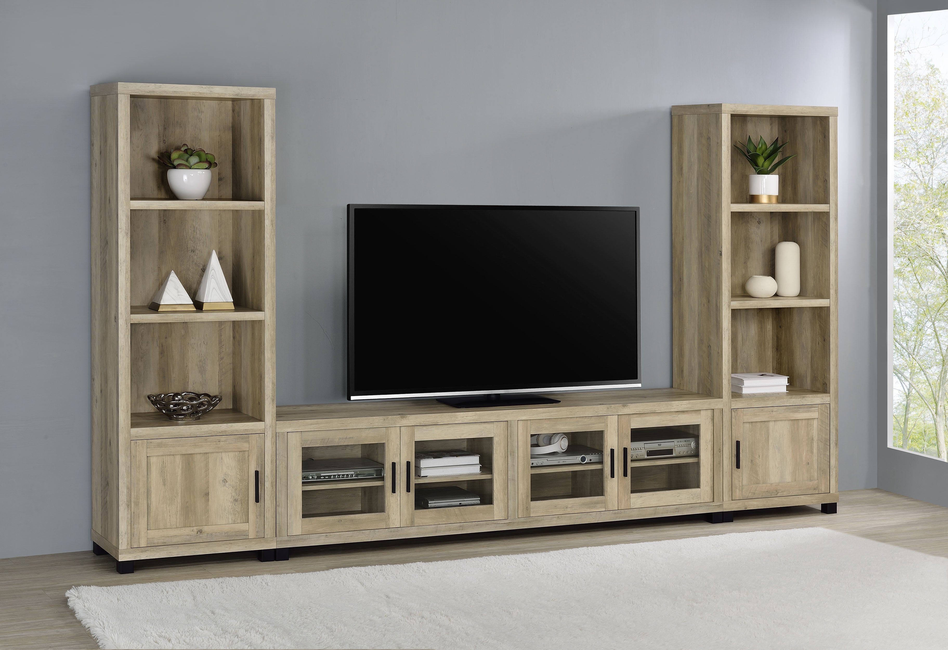 Sachin  79-inch TV Entertainment Center Antique Pine