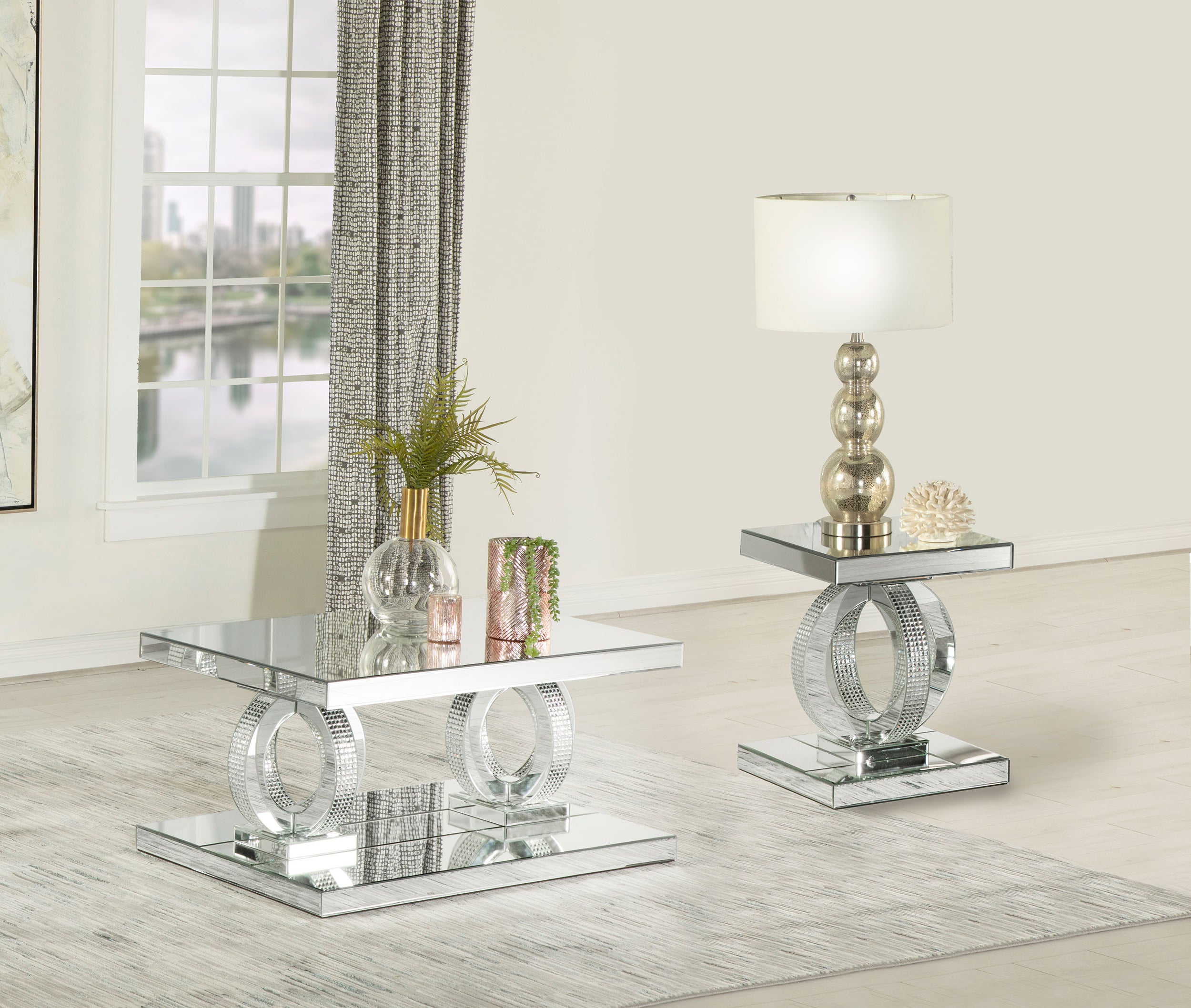 Breena Mirrored Coffee and End Table Set