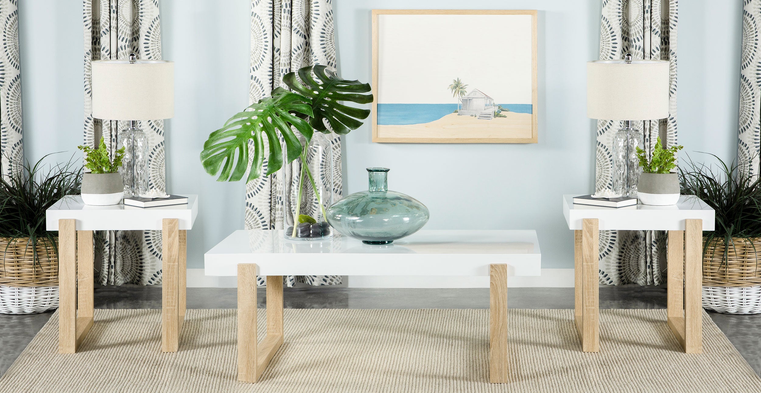 Pala Coffee and End Table Set White High Gloss