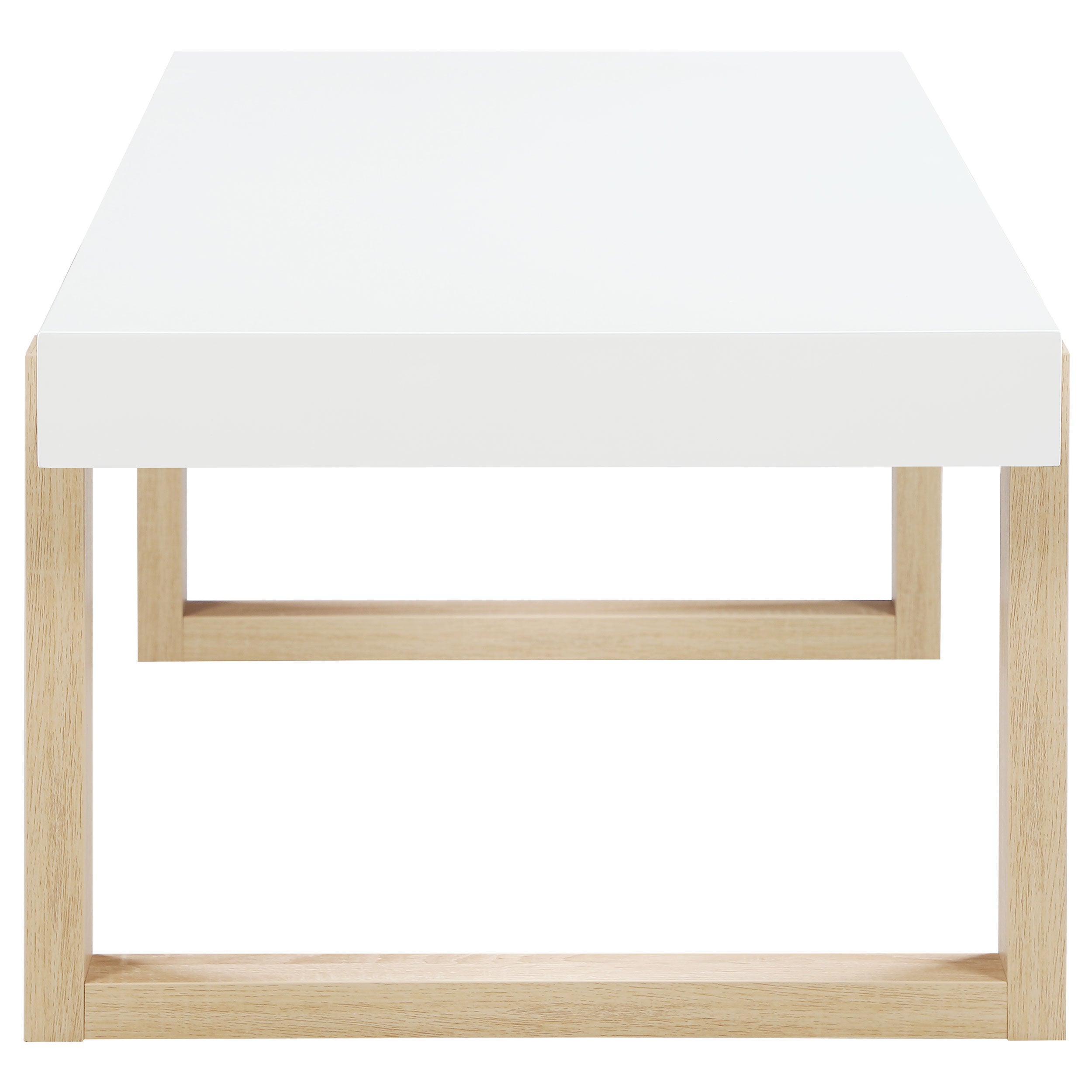 Pala Rectangular Coffee Table White High Gloss and Natural