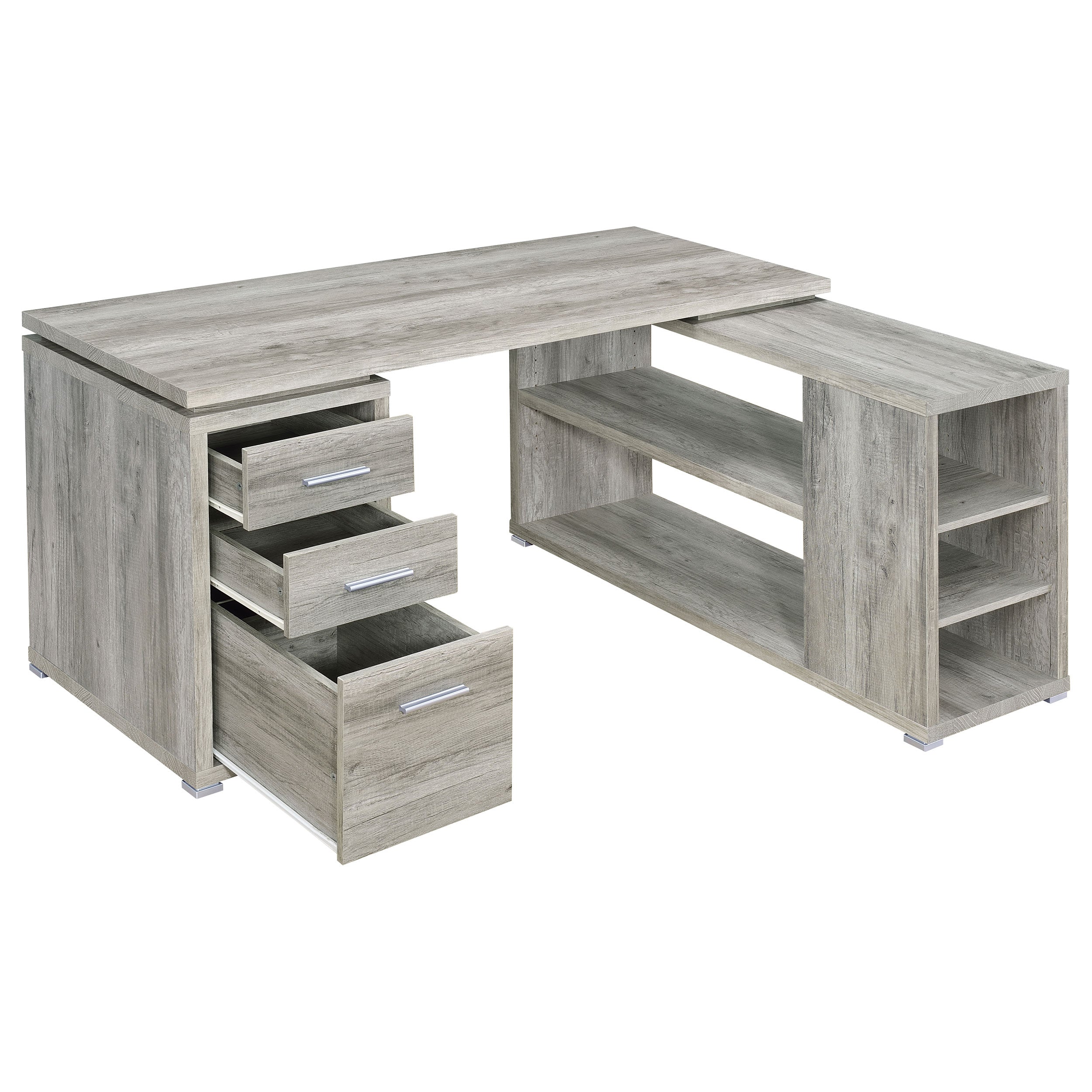 Yvette L-shape Office Desk Grey Driftwood