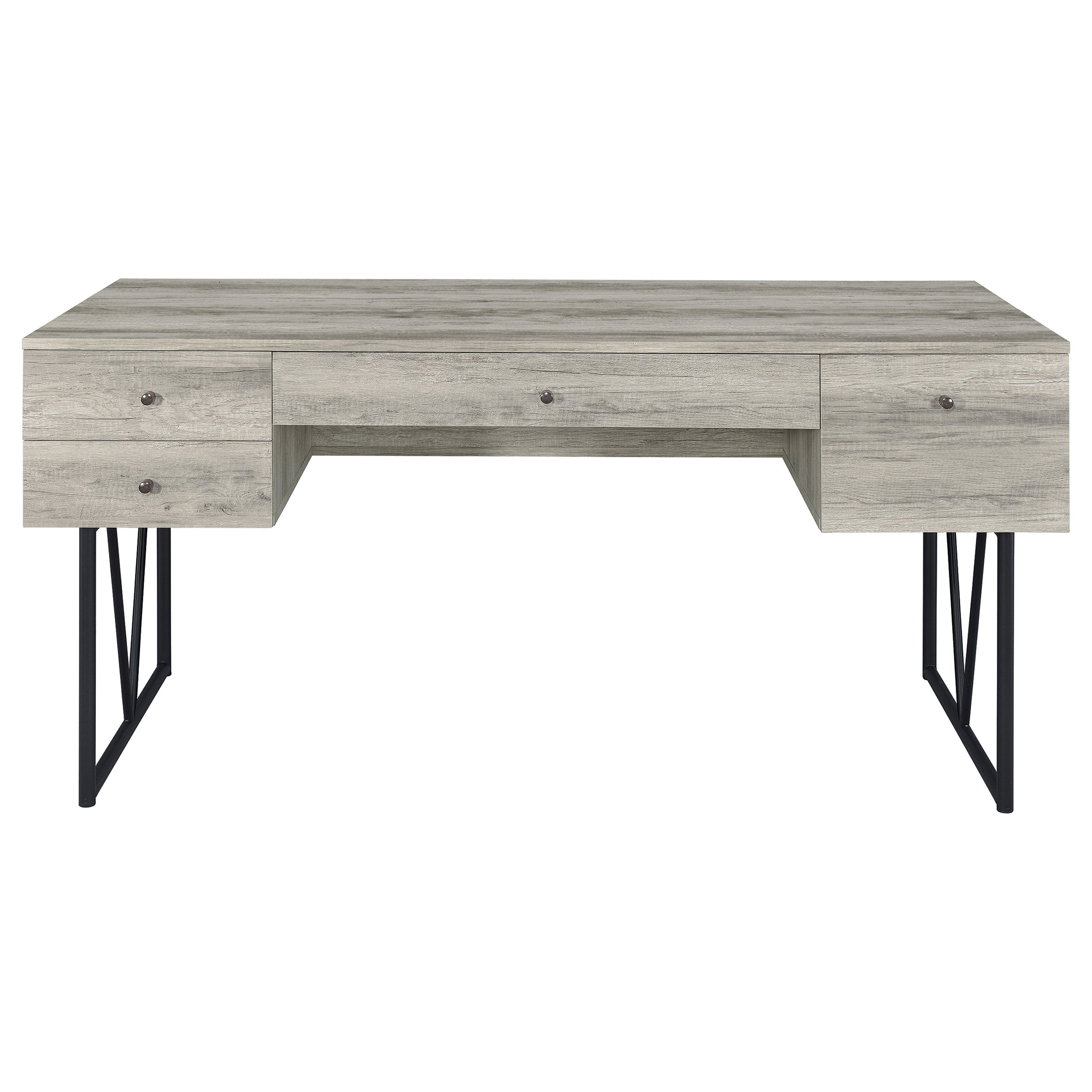 Analiese 4-drawer Writing Desk Grey Driftwood