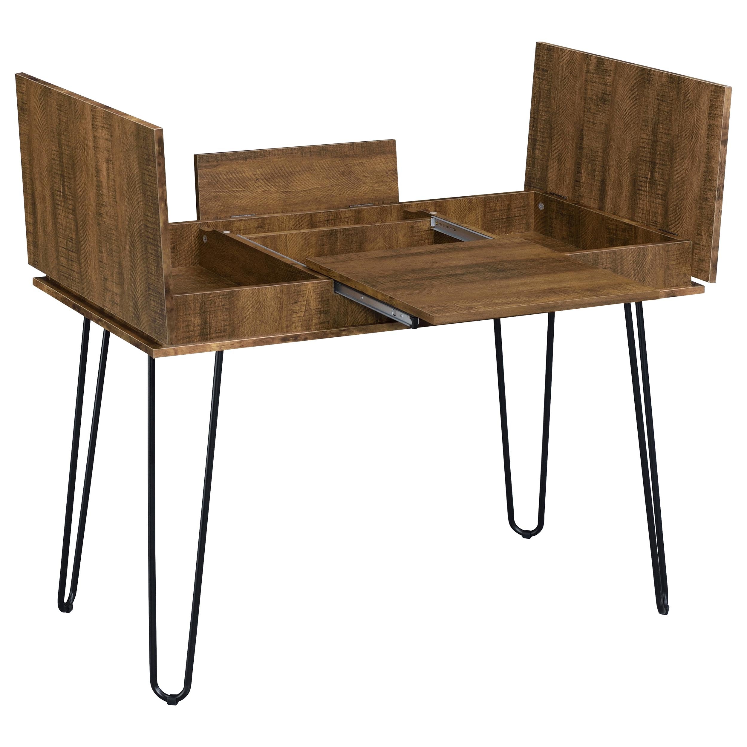 Sheeran Writing Desk with 4 Hidden Storages Rustic Amber