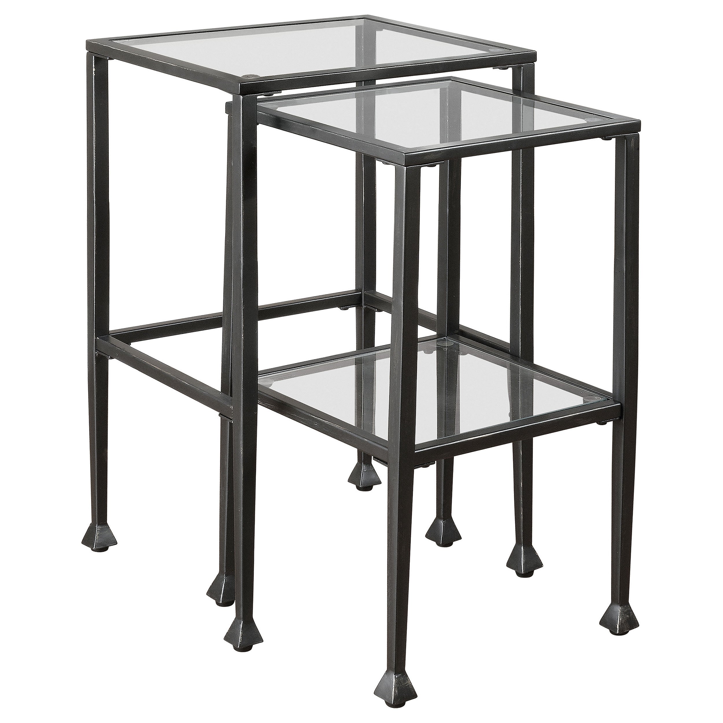 Leilani Glass Top Nesting Table Set Black