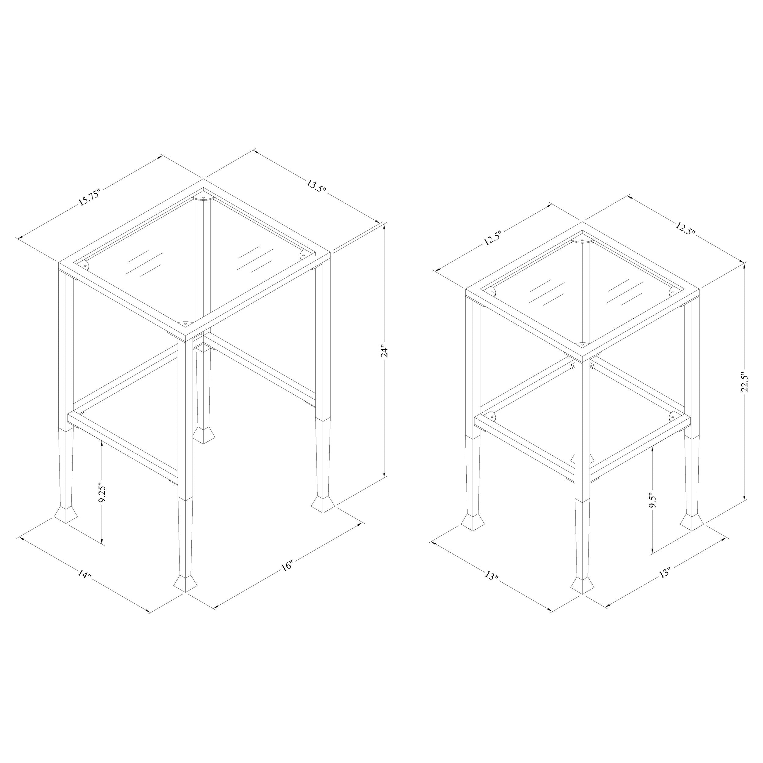 Leilani Glass Top Nesting Table Set Black