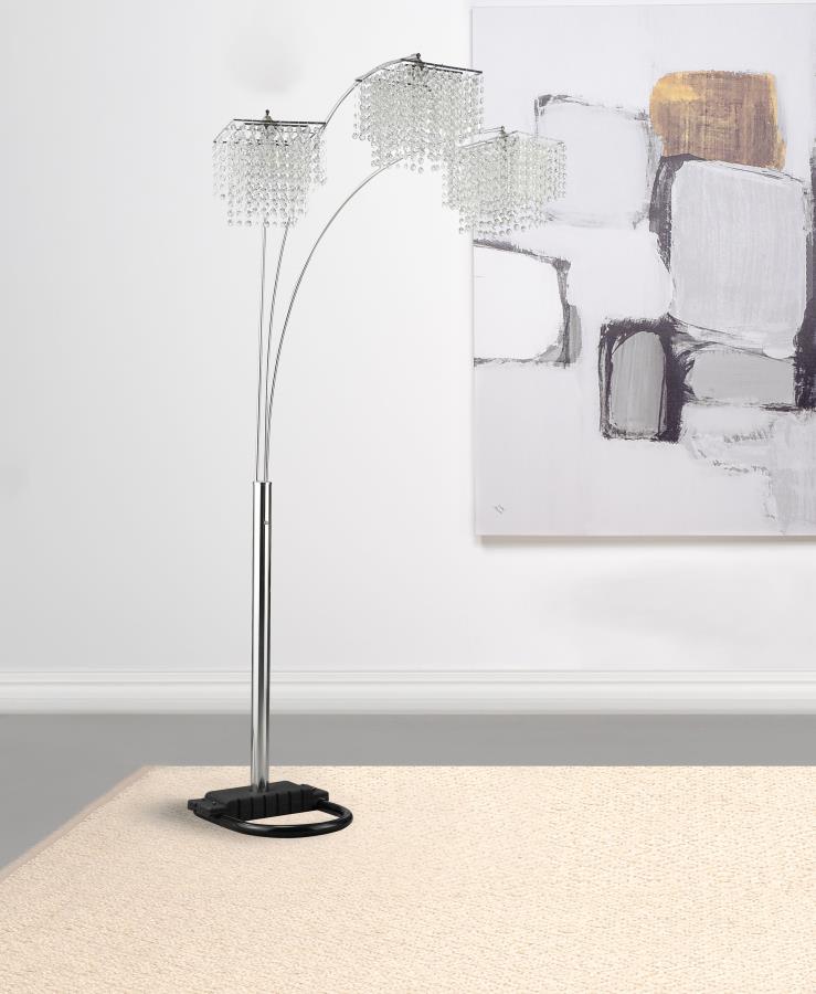 Miriam 90-inch Hanging Crystal Arc Floor Lamp Chrome