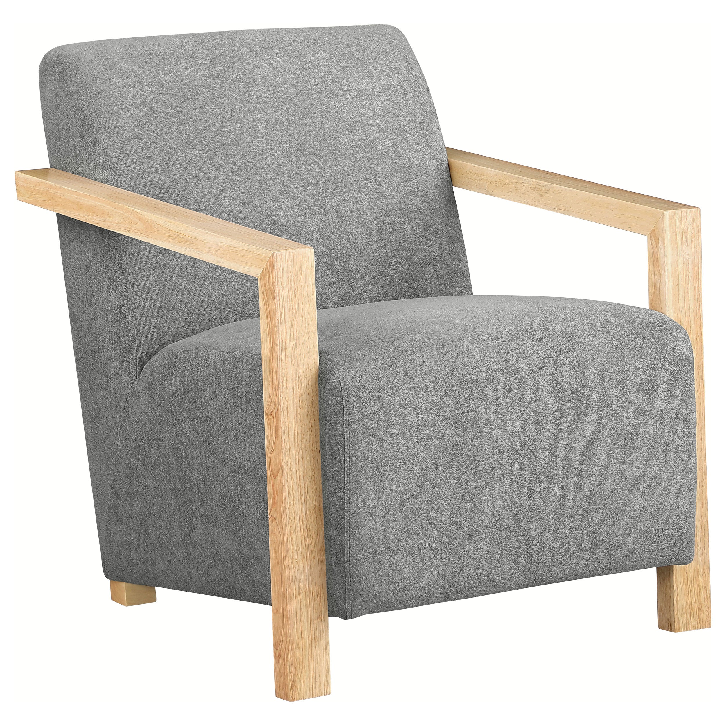 Diego Upholstered Accent Arm Chair with Wood Arms Honey