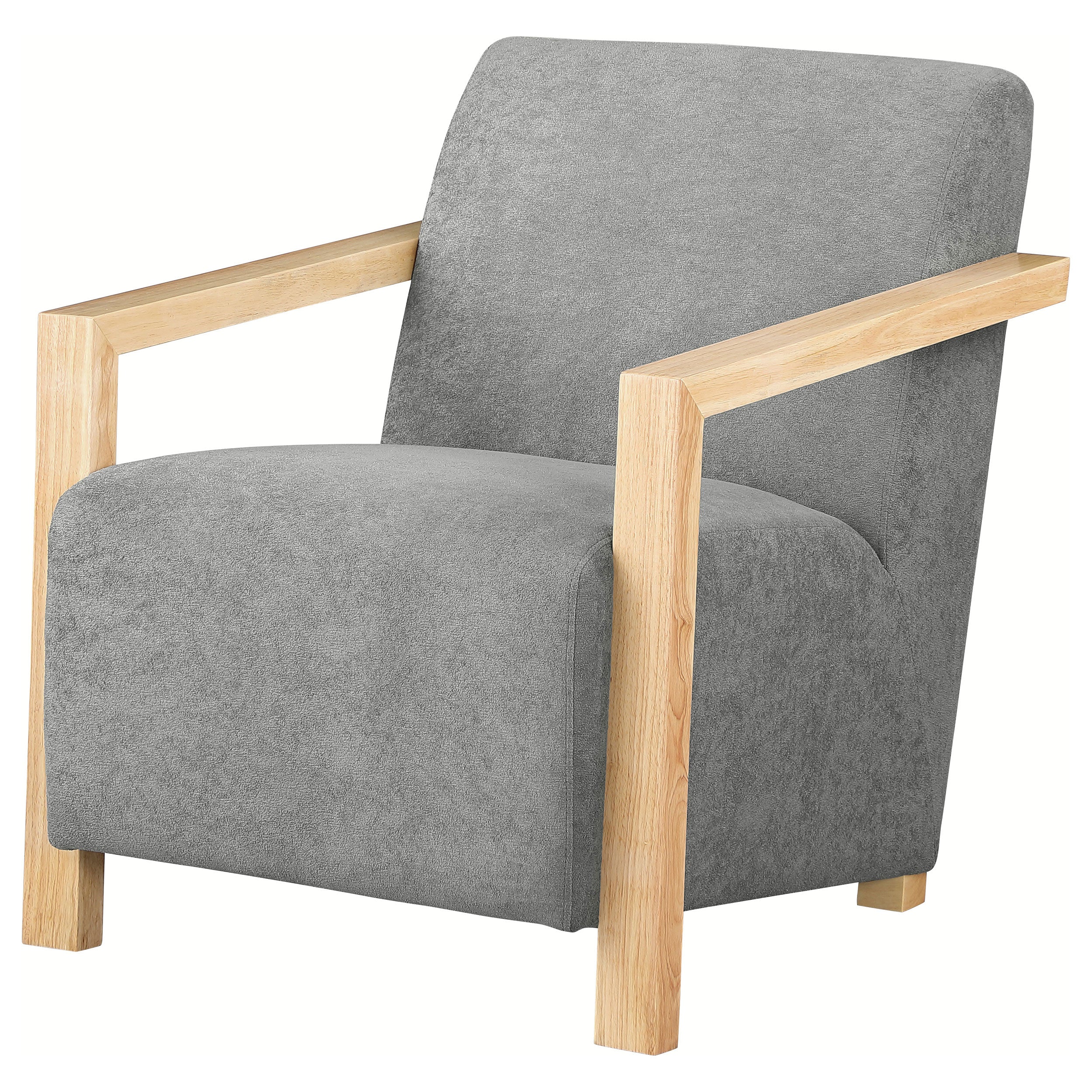 Diego Upholstered Accent Arm Chair with Wood Arms Honey