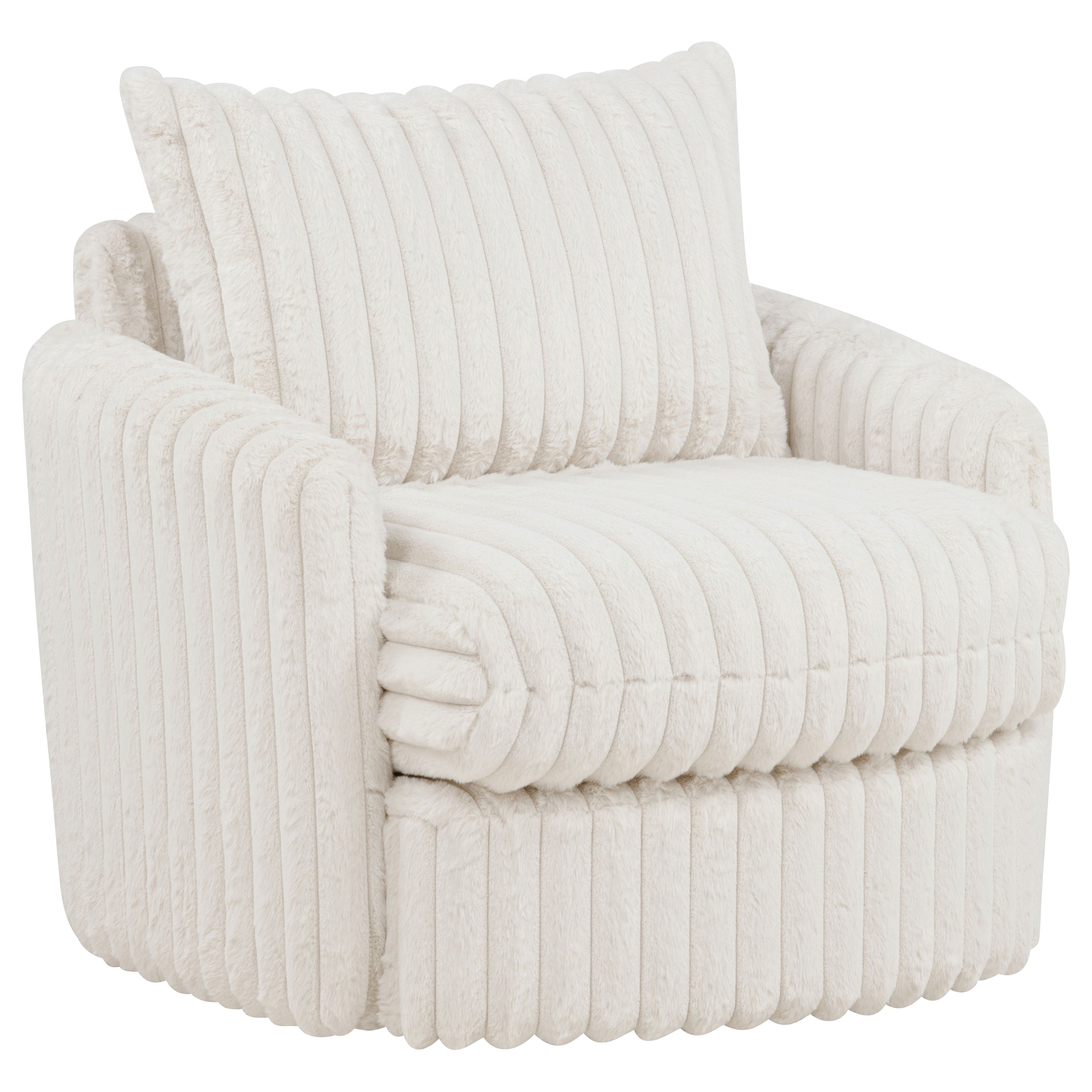 Sarco Corduroy Upholstered Swivel Accent Arm Chair Ivory