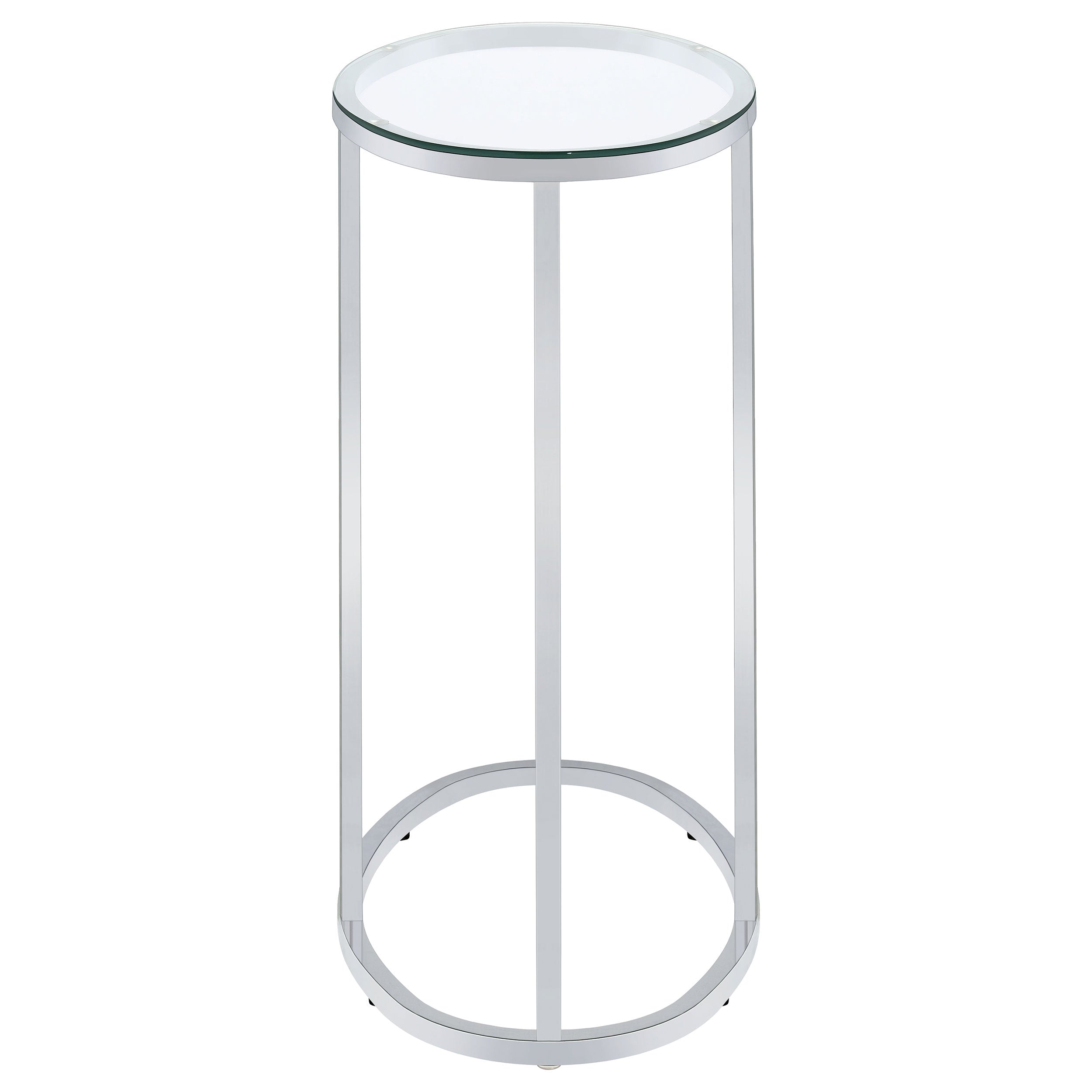 Kyle Oval Glass Top C-Shaped Sofa Side Table Chrome