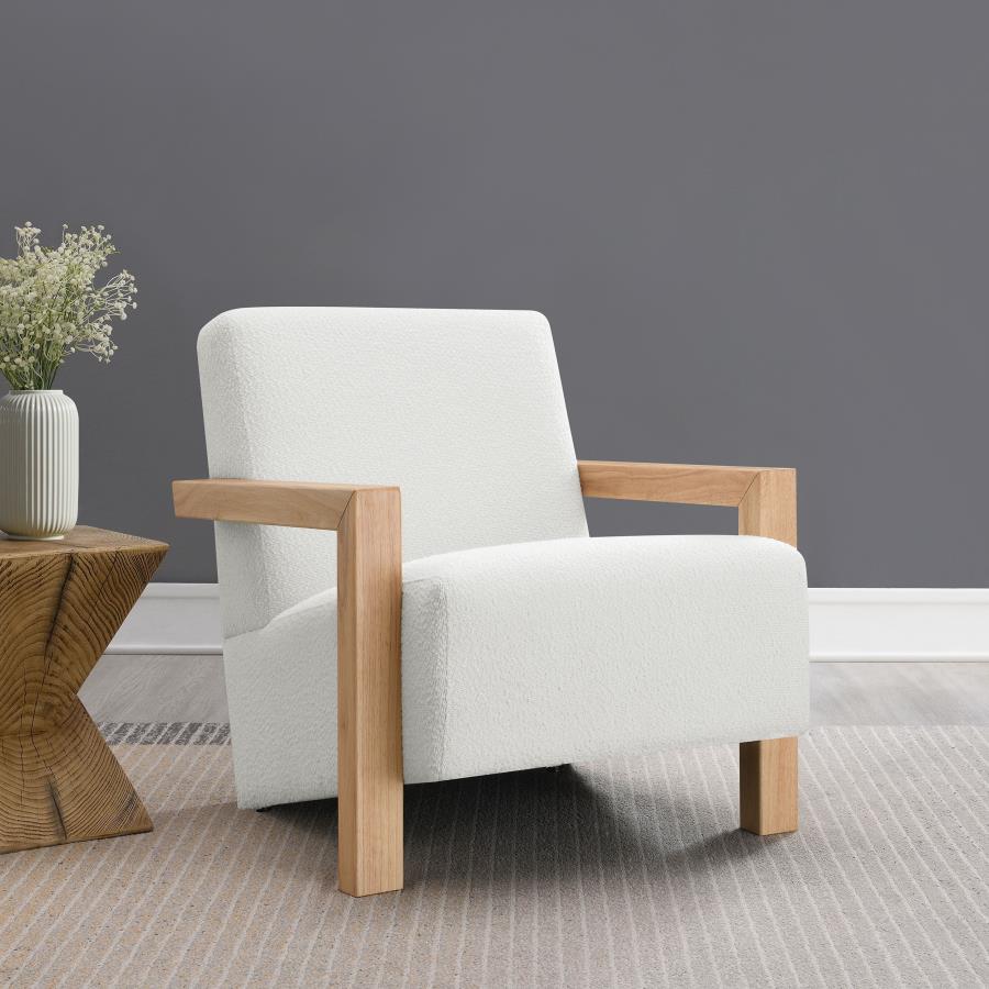 Fitzroy Faux Fur Upholstered Chair Solid Wood Arms