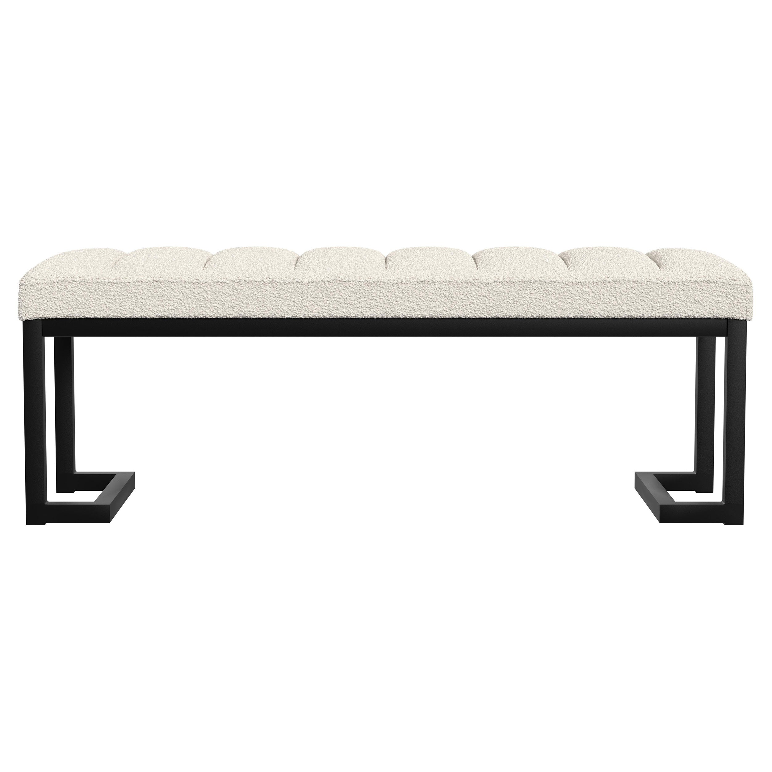 Mesa Boucle Upholstered Tufted Accent Bench Charcoal