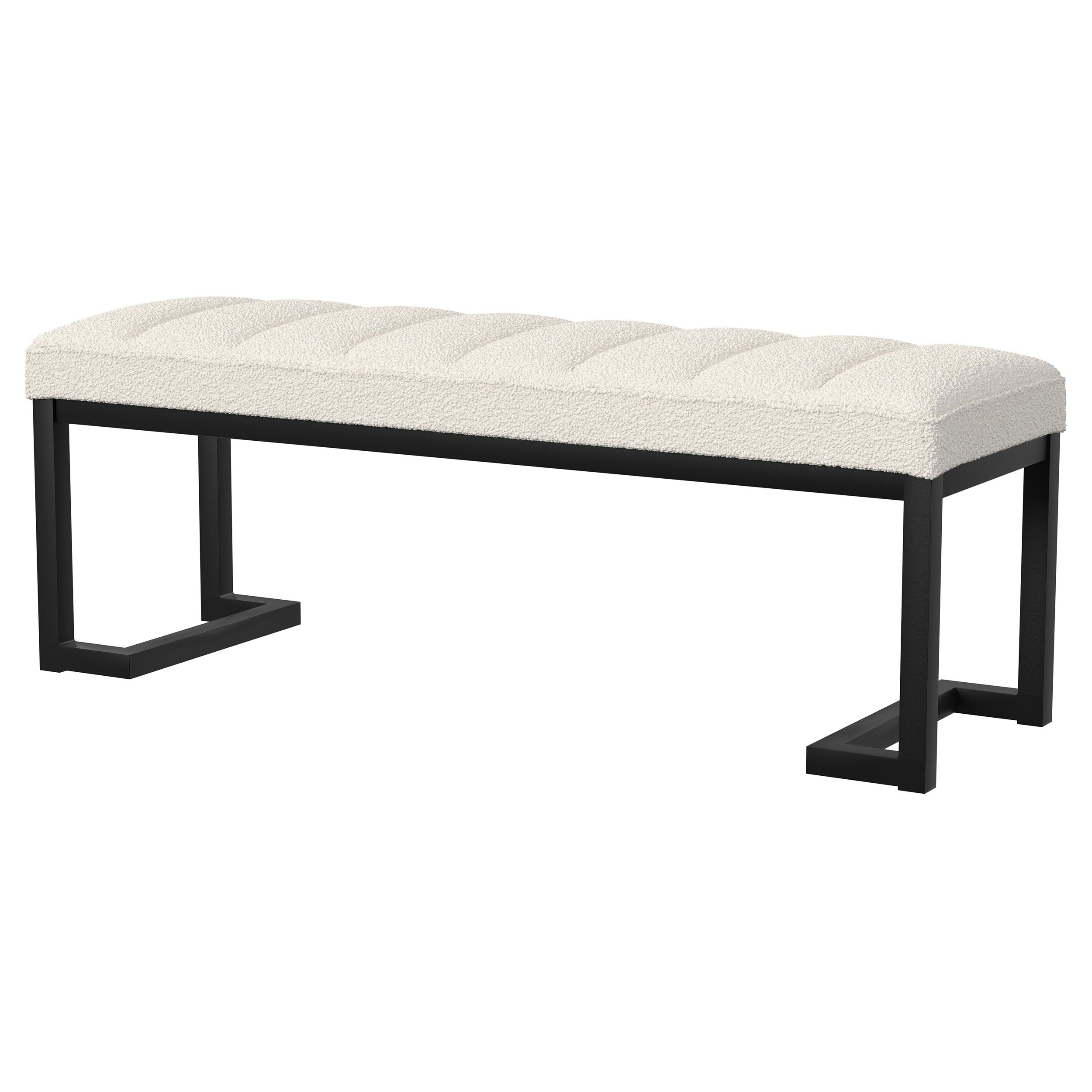 Mesa Boucle Upholstered Tufted Accent Bench Charcoal