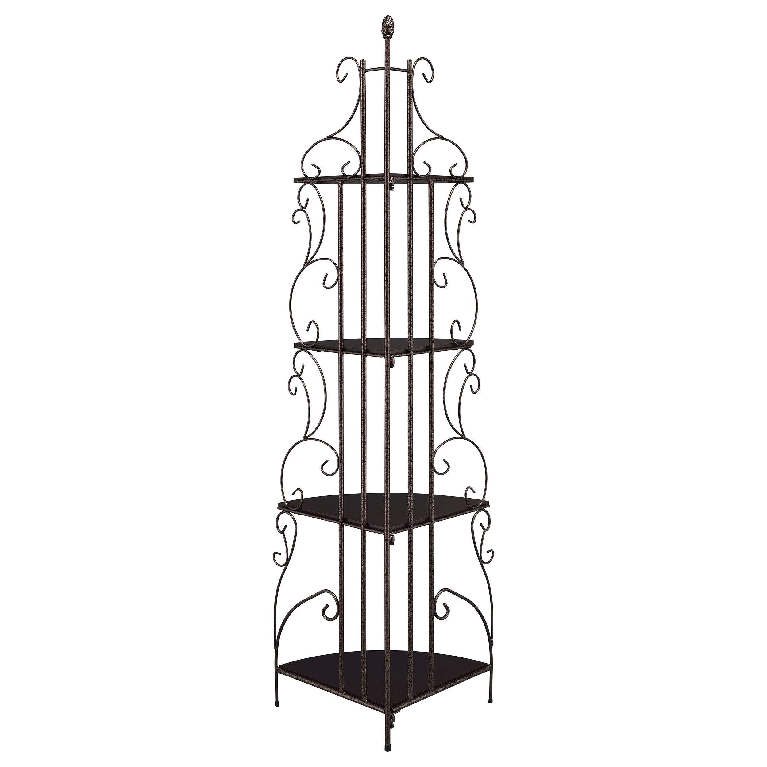 Poppy 74-inch 4-shelf Corner Bookshelf Copper and Cappuccino