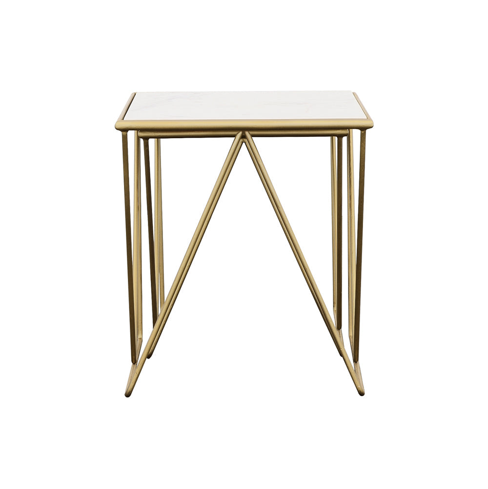 Bette Marble Top Nesting Table Set White and Gold