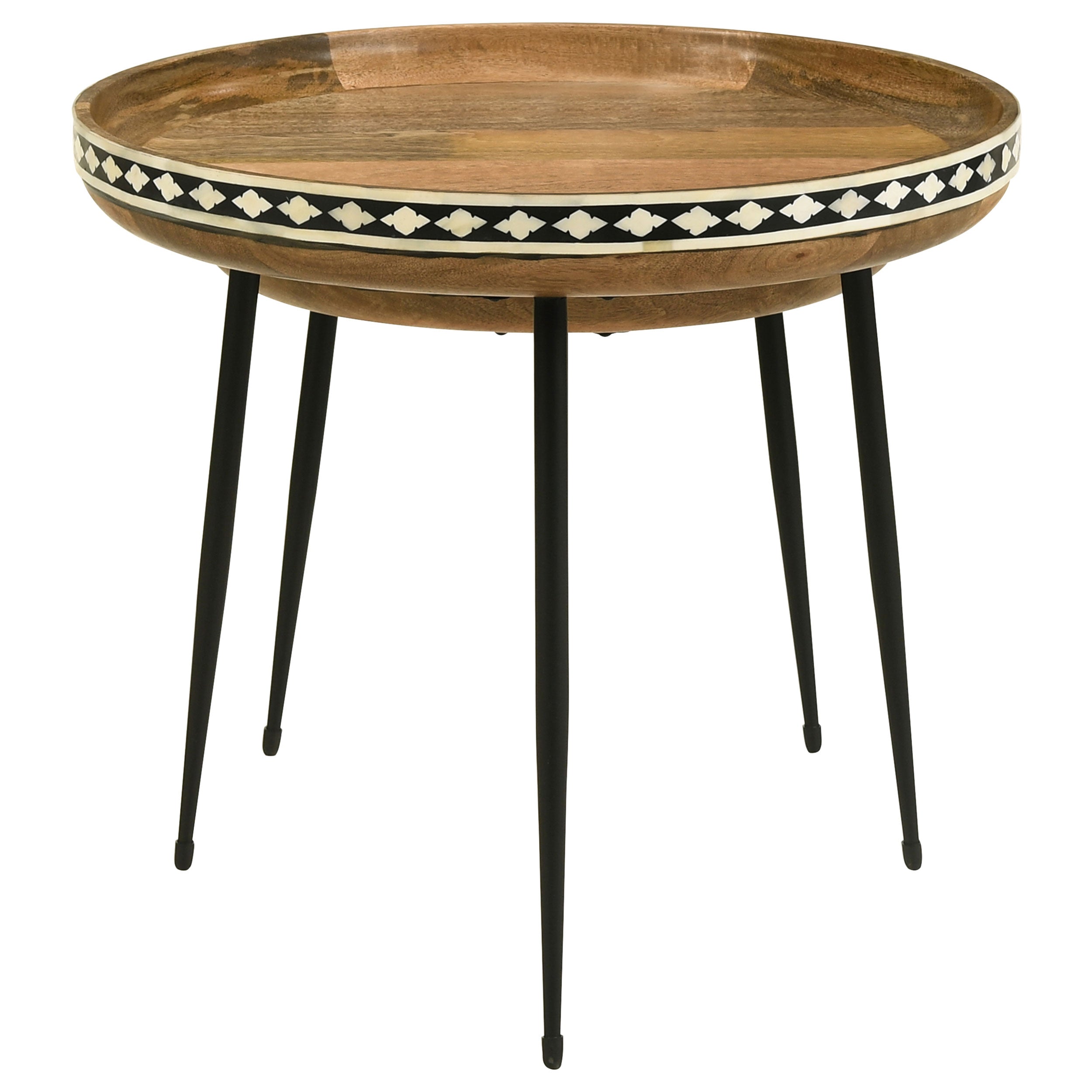 Ollie Solid Wood Bone Inlay Nesting Table Natural