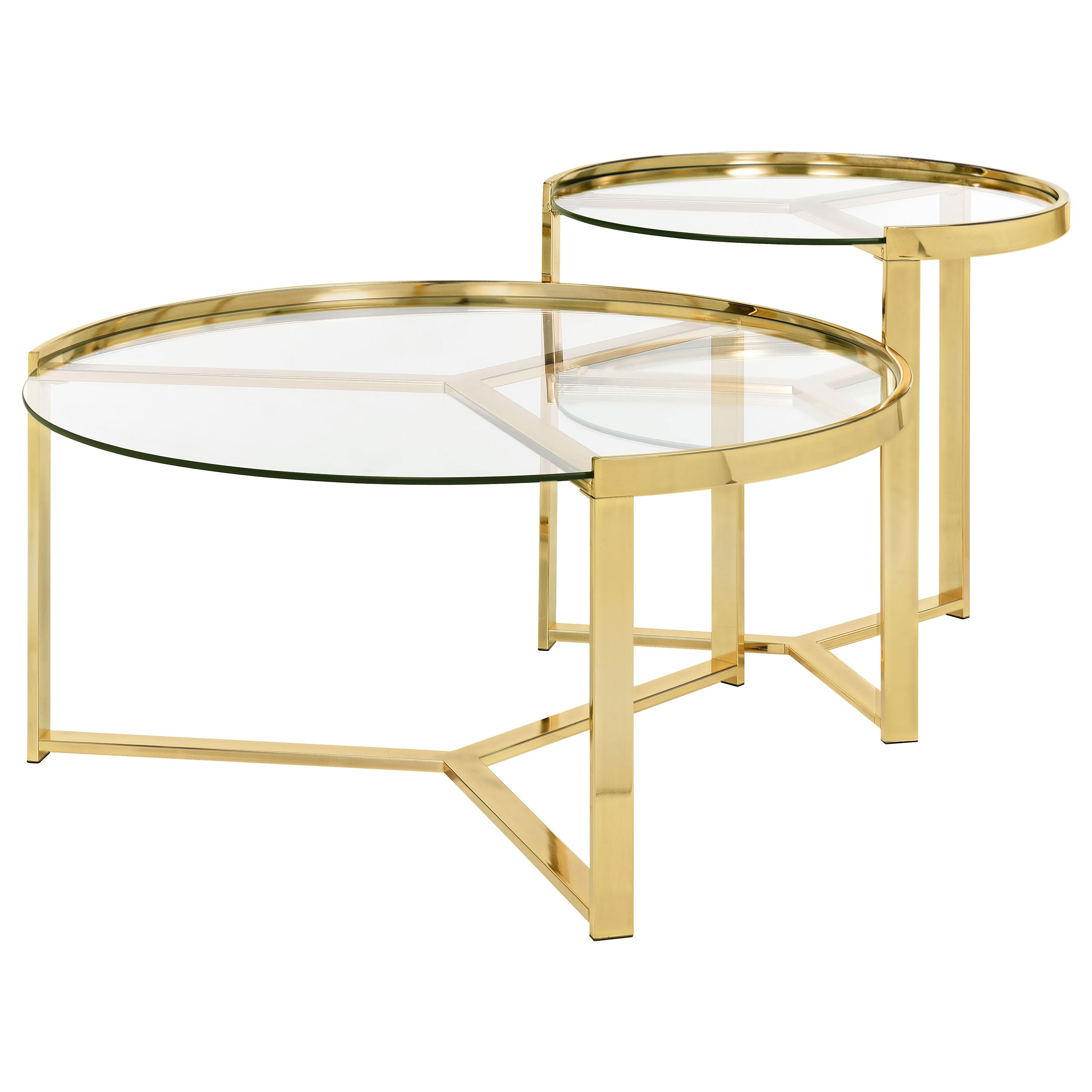 Delia Round Glass Top Nesting Coffee Table Chrome