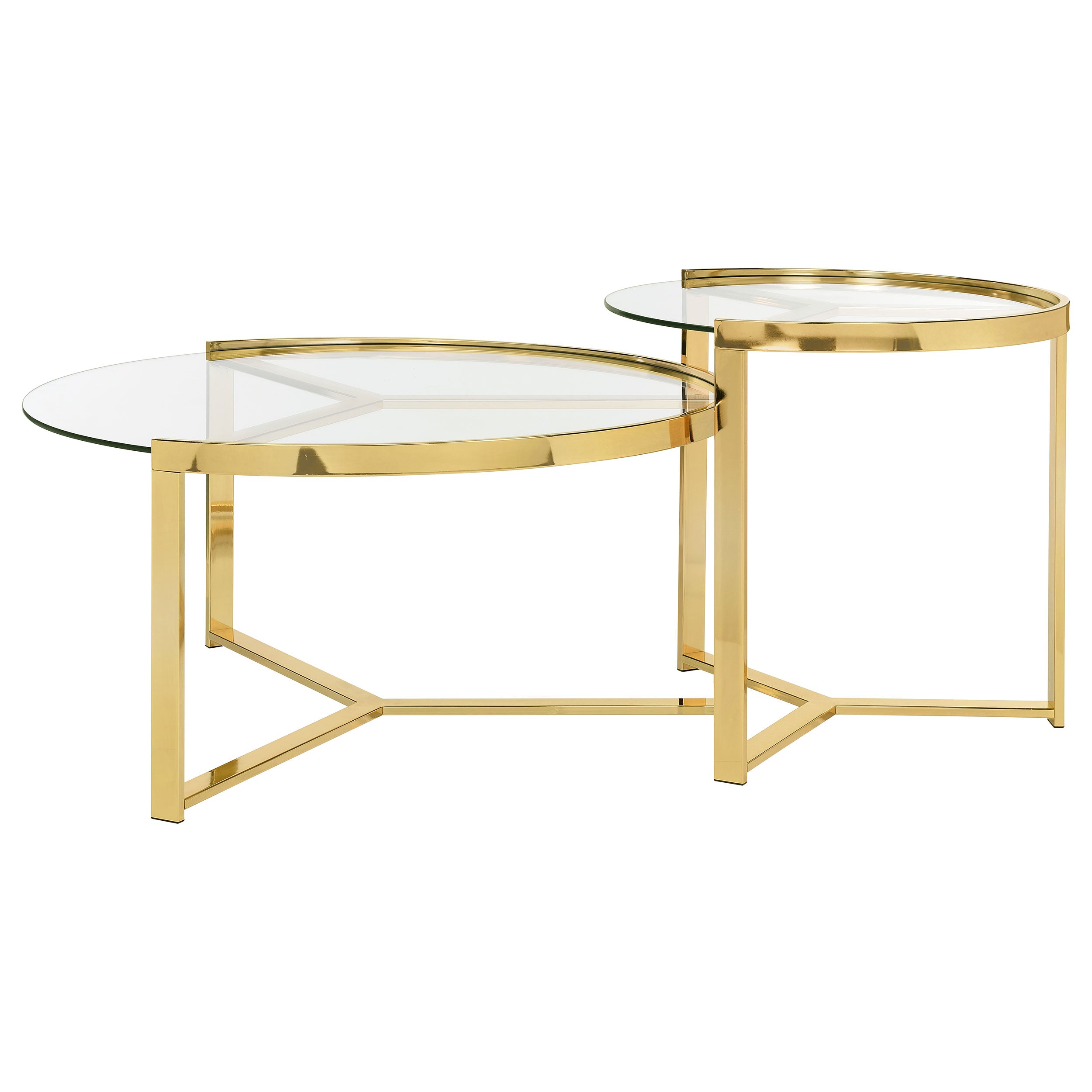 Delia 2-piece Round Nesting Table Clear and Gold