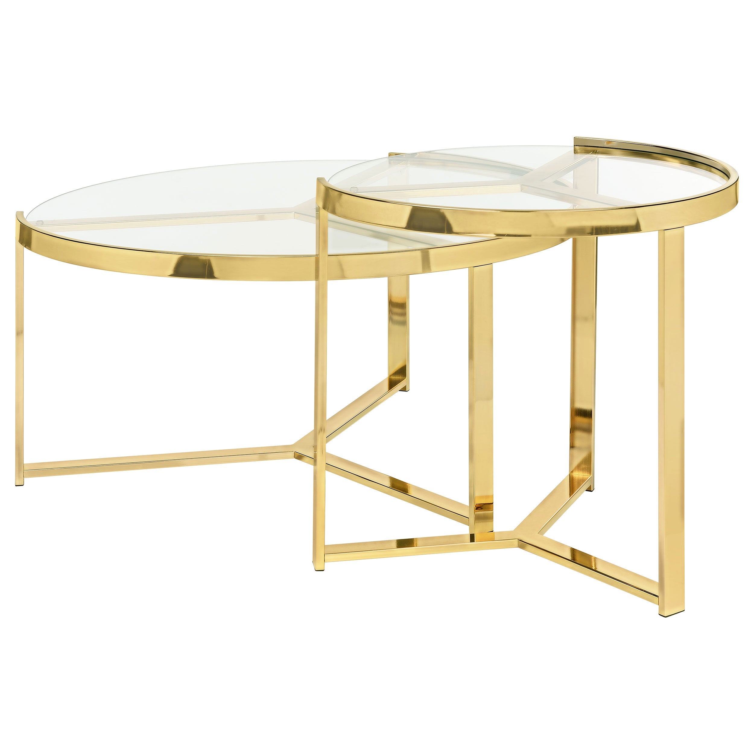 Delia 2-piece Round Nesting Table Clear and Gold