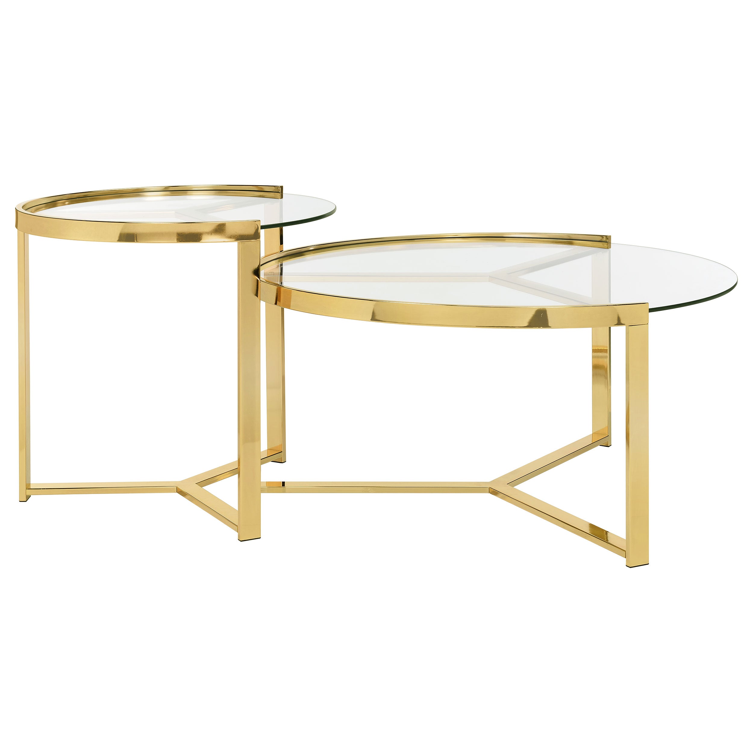 Delia 2-piece Round Nesting Table Clear and Gold