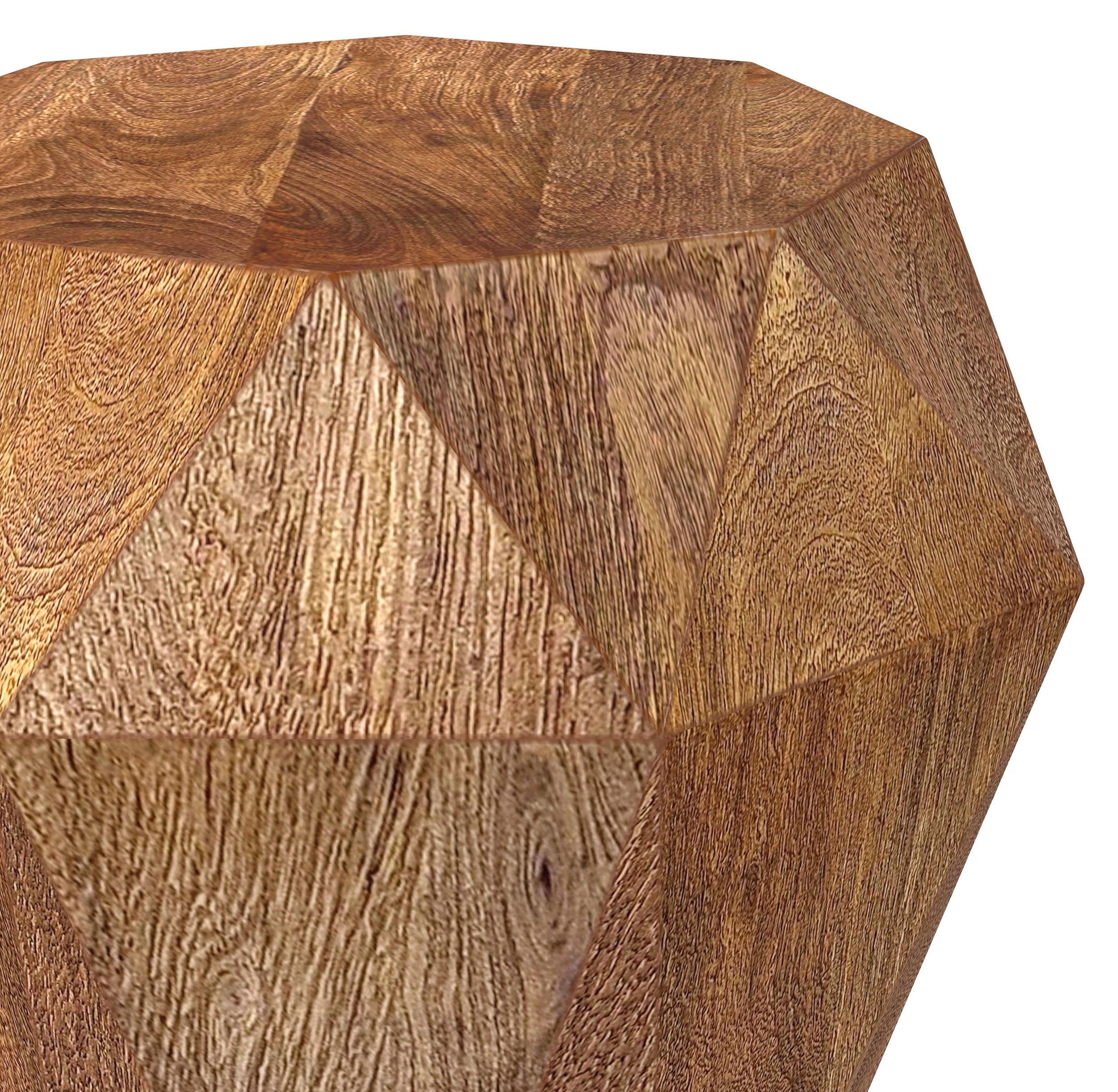 Jacinto Octagonal Solid Mango Wood Side Table Grey