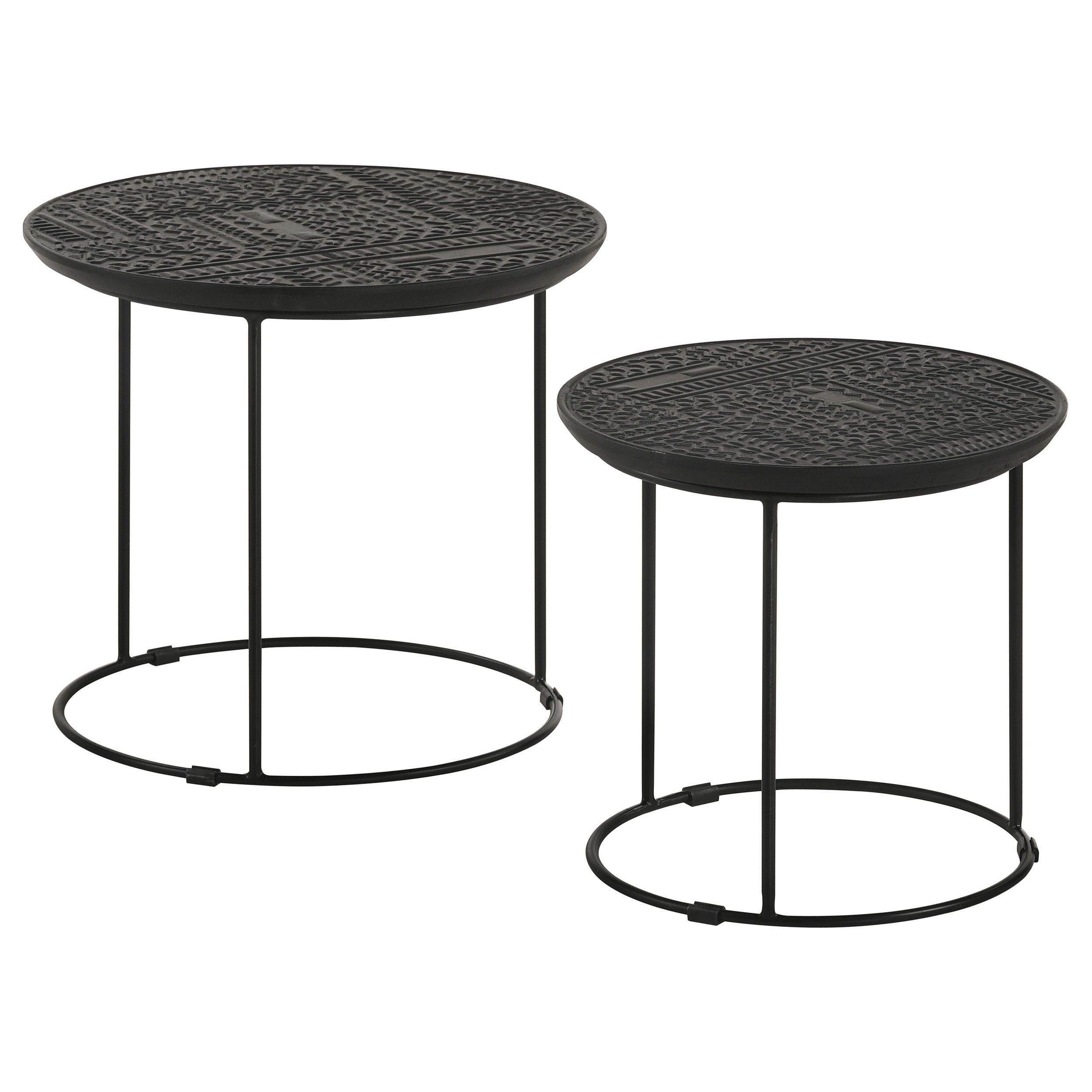 Loannis Round Mango Wood Nesting Table Matte Black