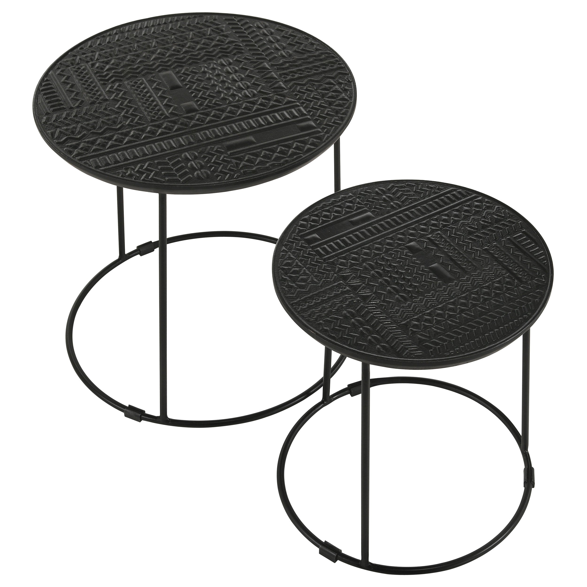 Loannis Round Mango Wood Nesting Table Matte Black
