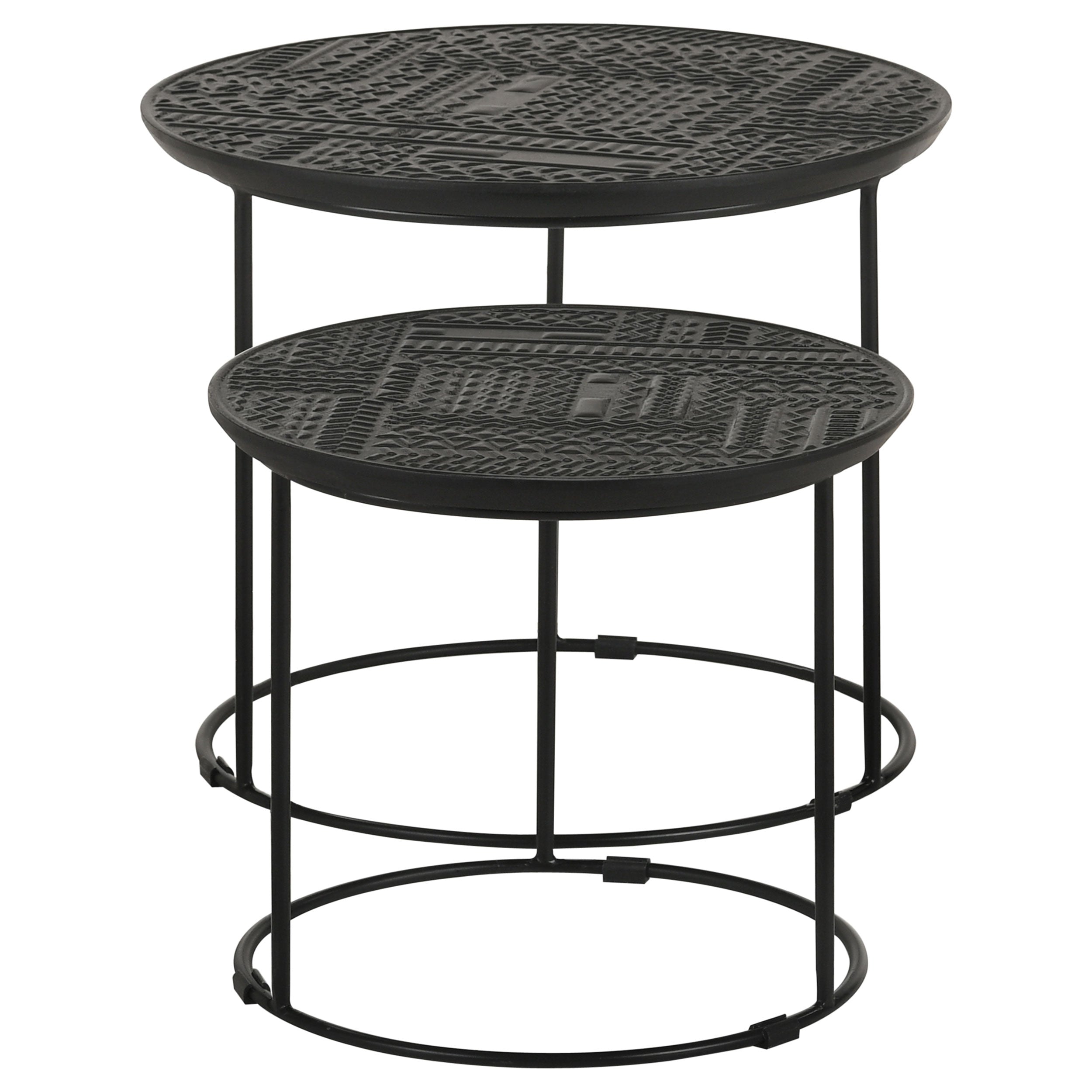 Loannis Round Mango Wood Nesting Table Matte Black