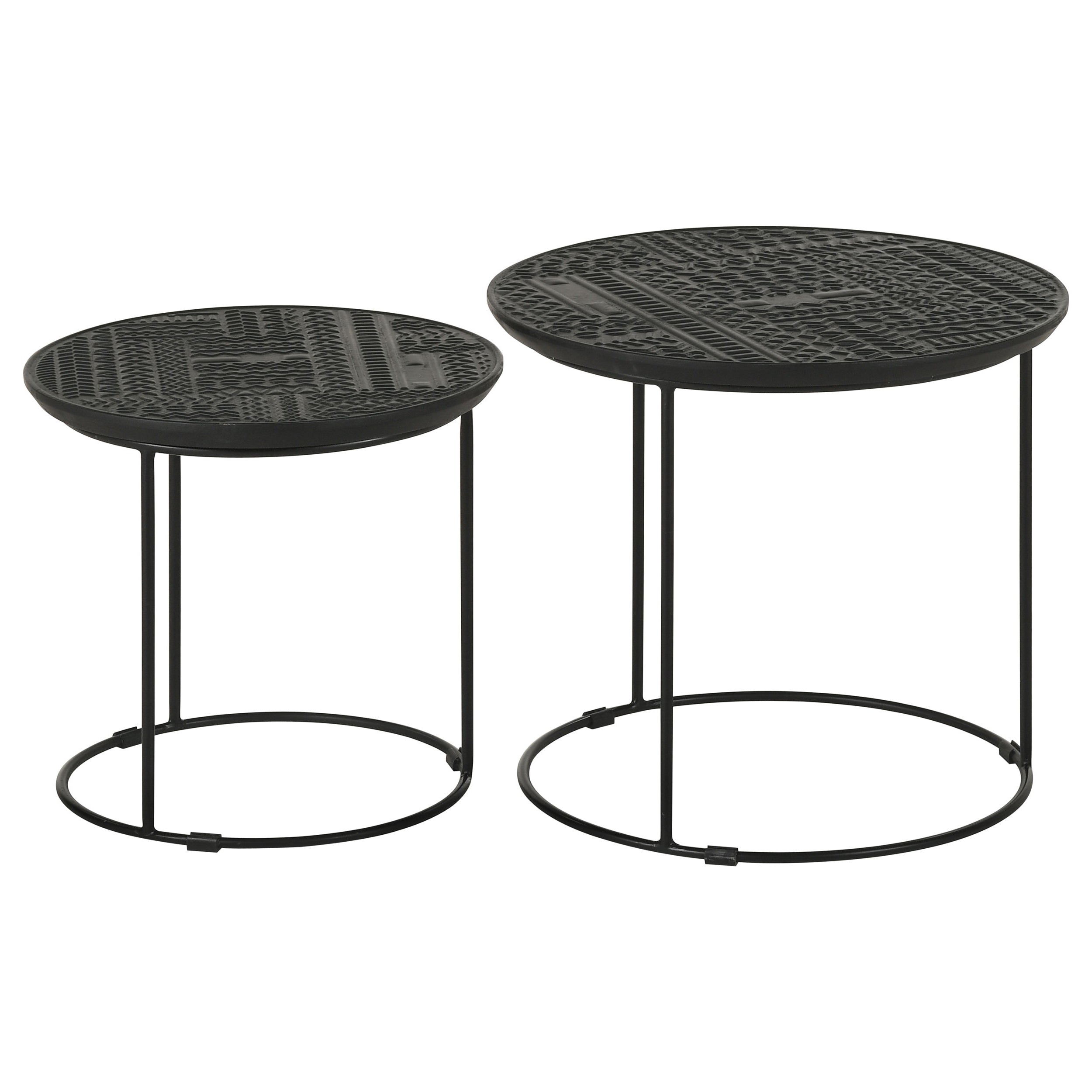 Loannis Round Mango Wood Nesting Table Matte Black