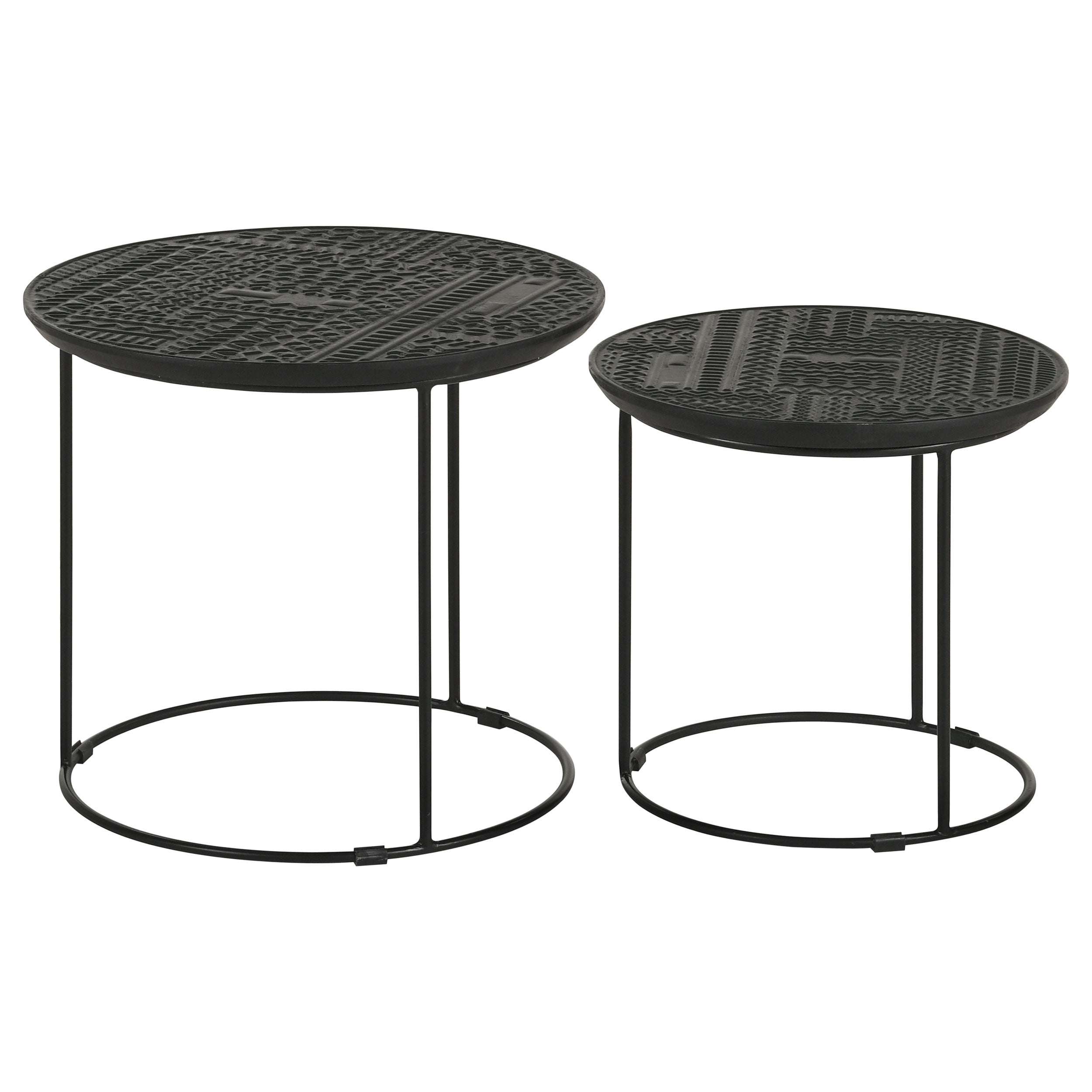 Loannis Round Mango Wood Nesting Table Matte Black