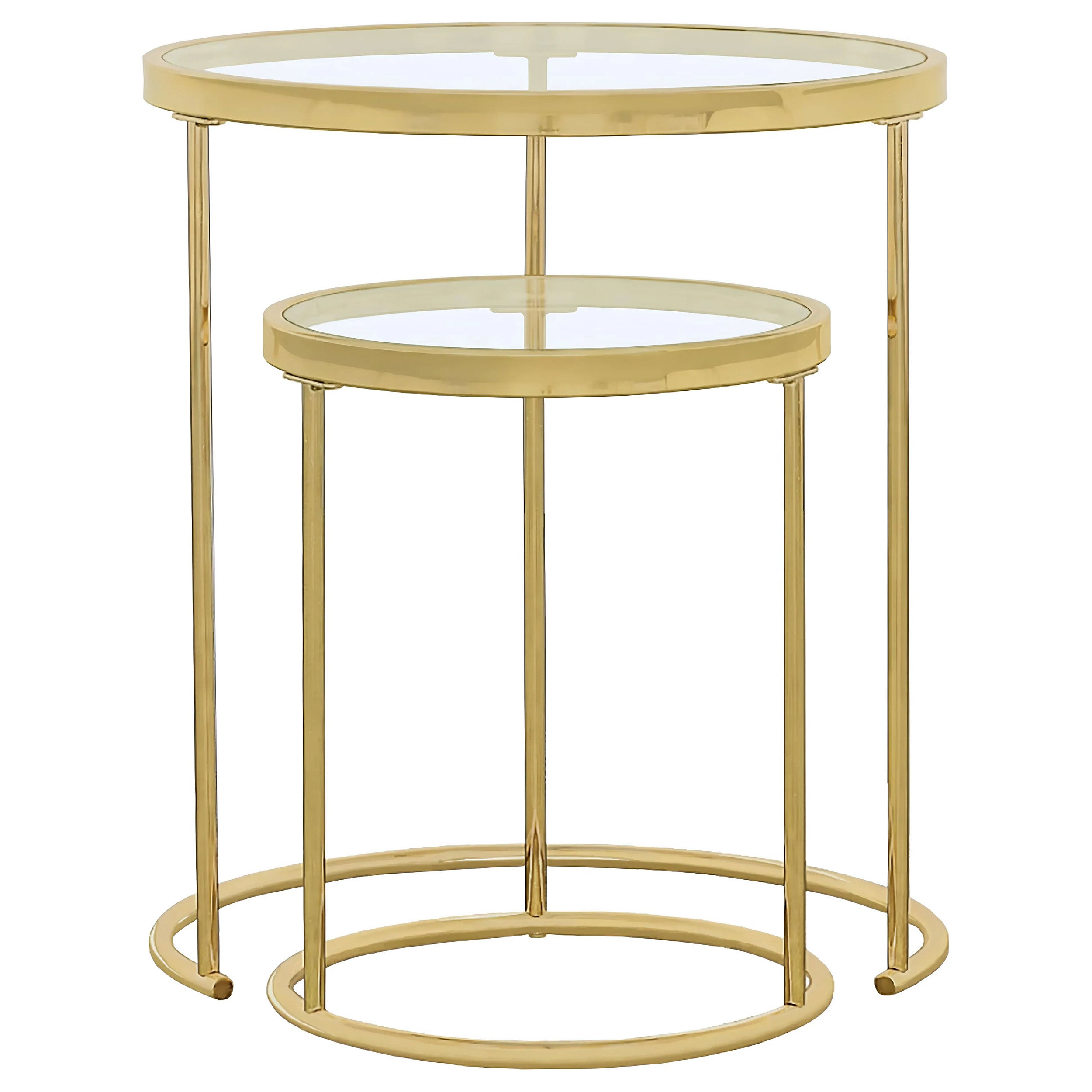 Maylin Round Glass Top Nesting Table Set Gold