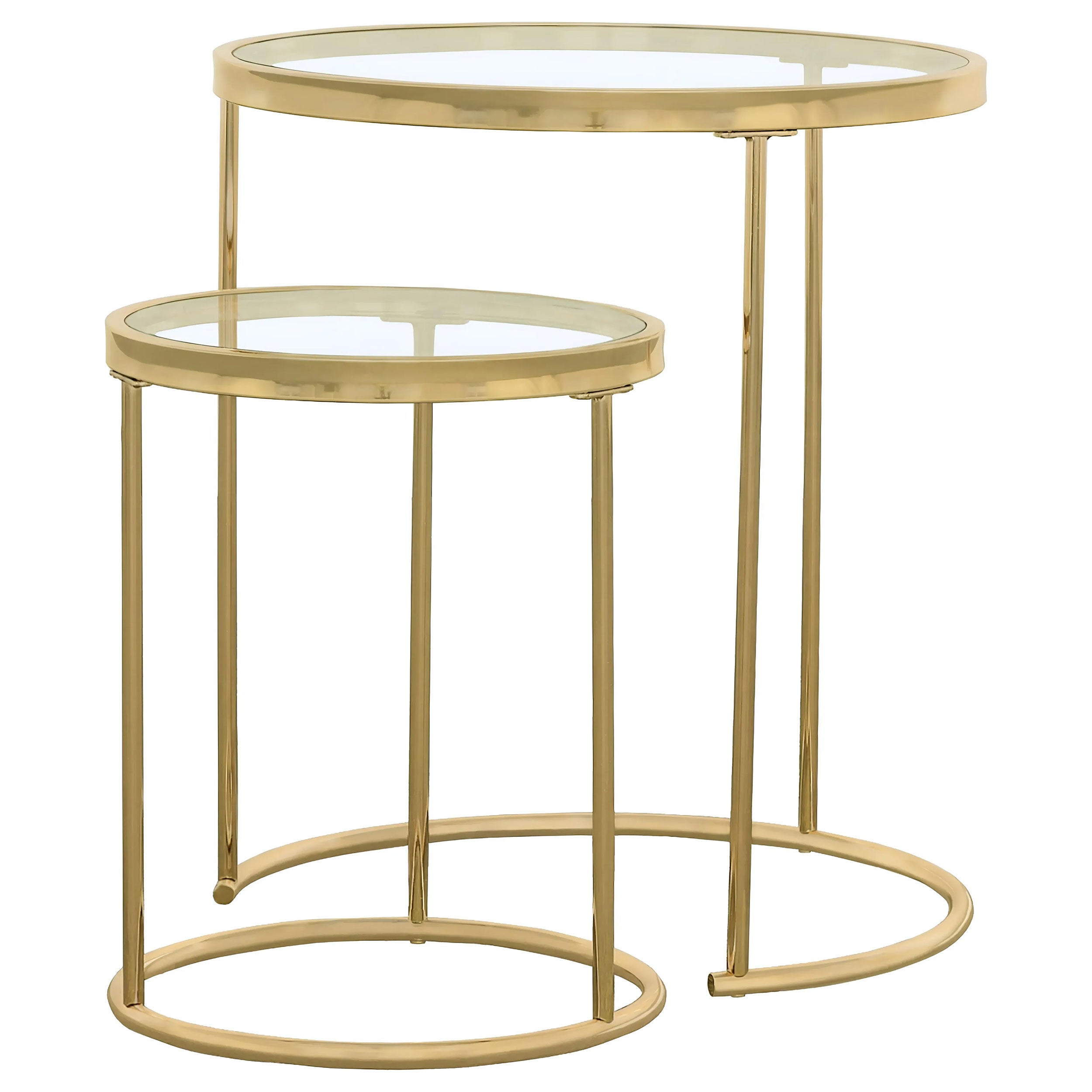 Maylin Round Glass Top Nesting Table Set Gold