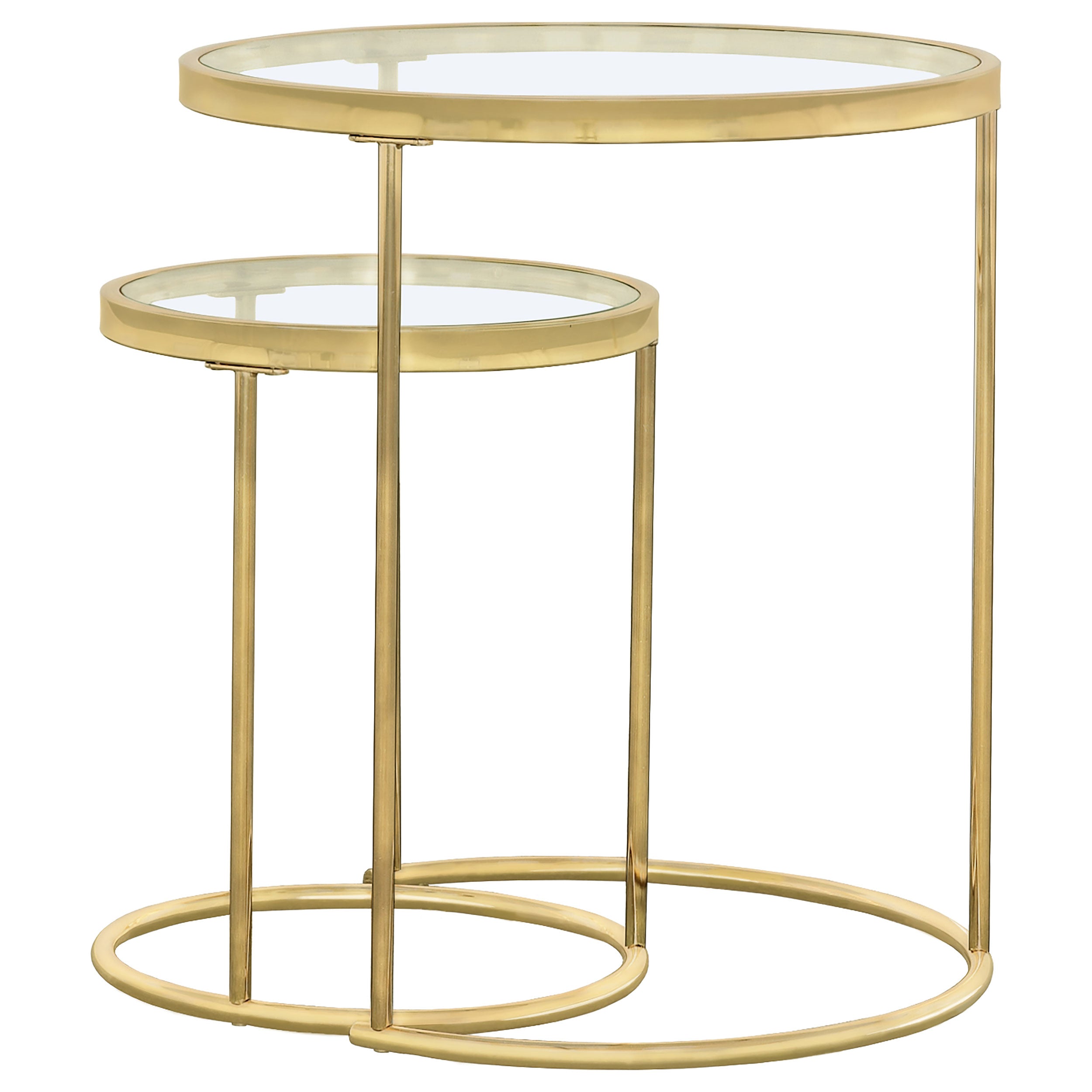 Maylin Round Glass Top Nesting Table Set Gold