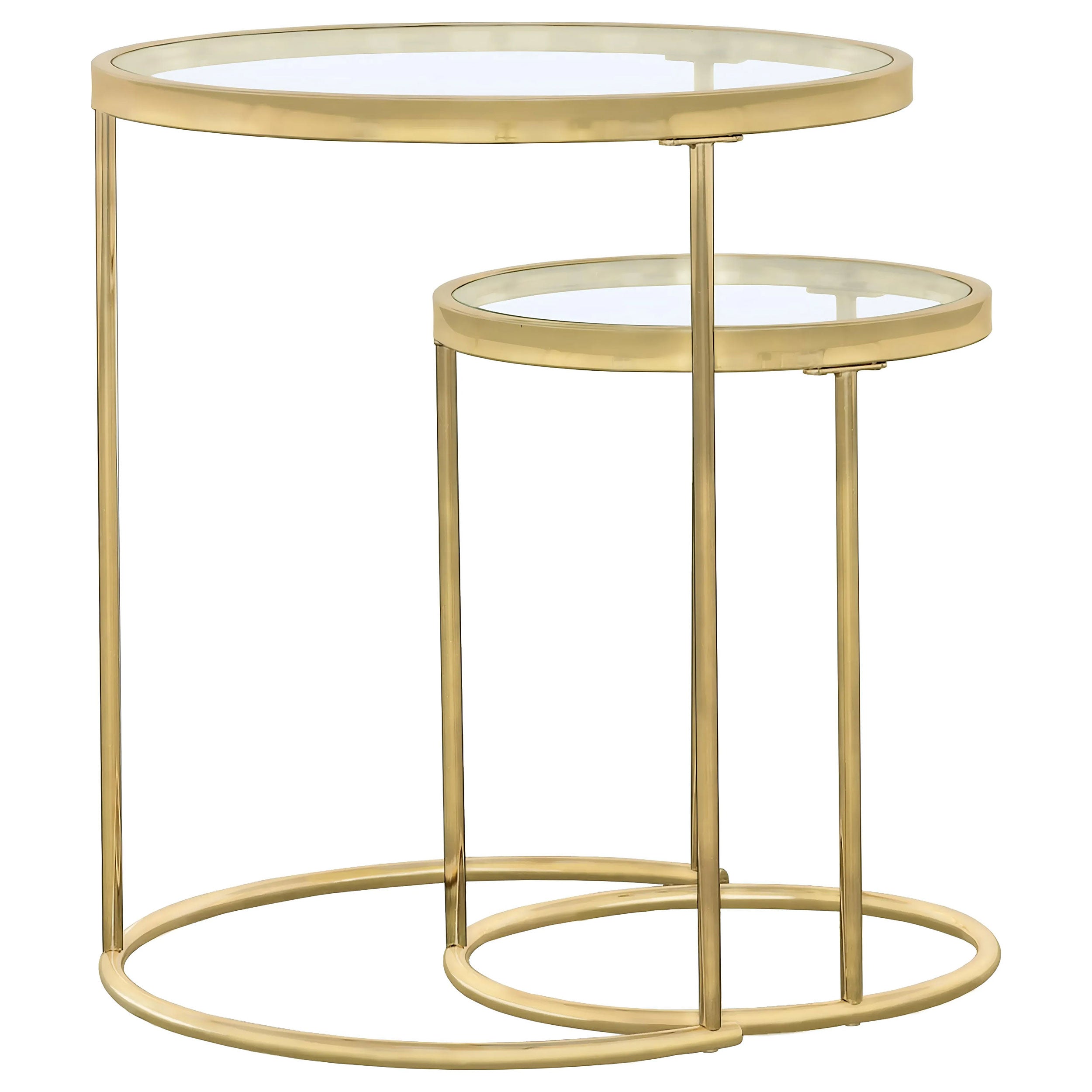 Maylin Round Glass Top Nesting Table Set Gold