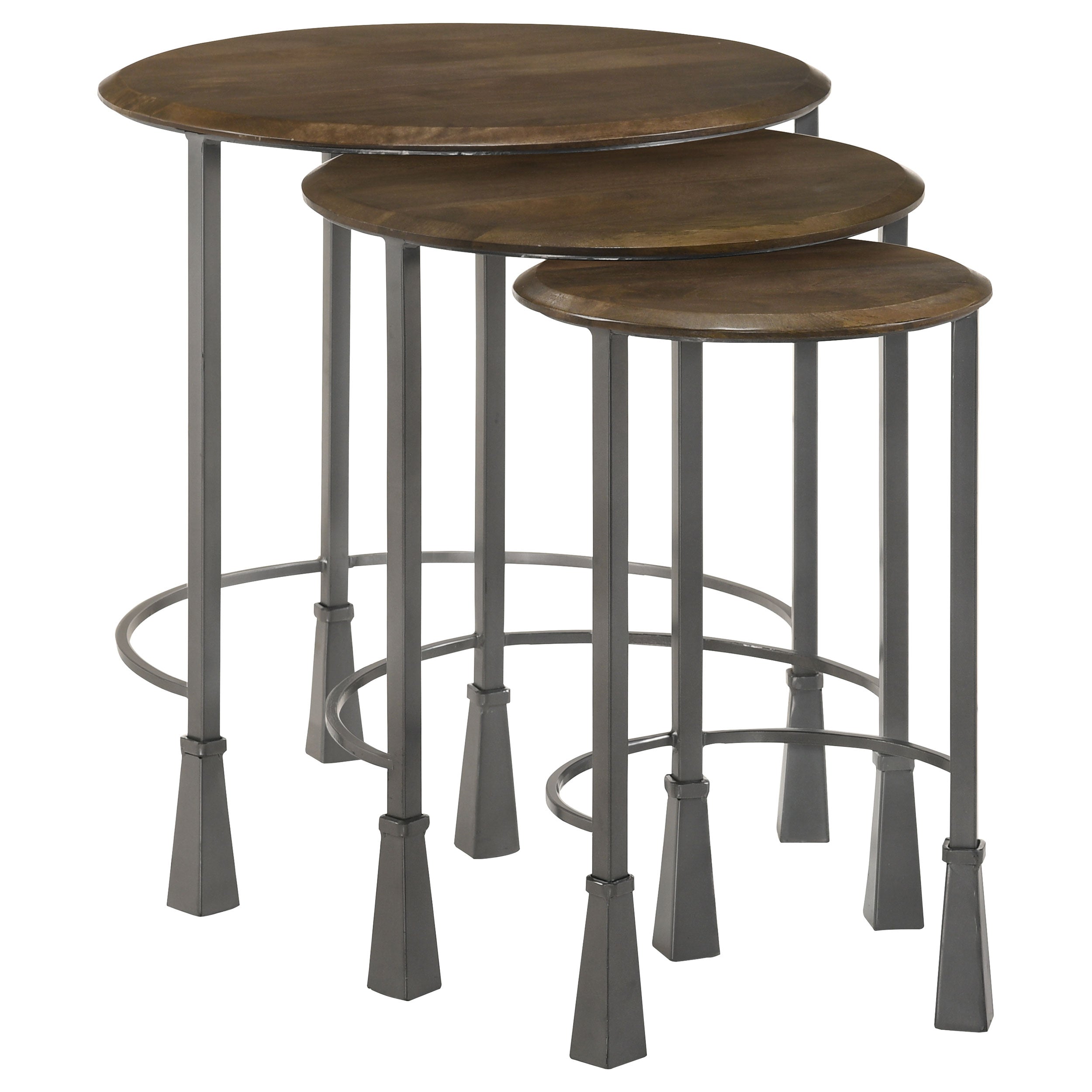 Deja Round Nesting Table Set Natural and Gunmetal