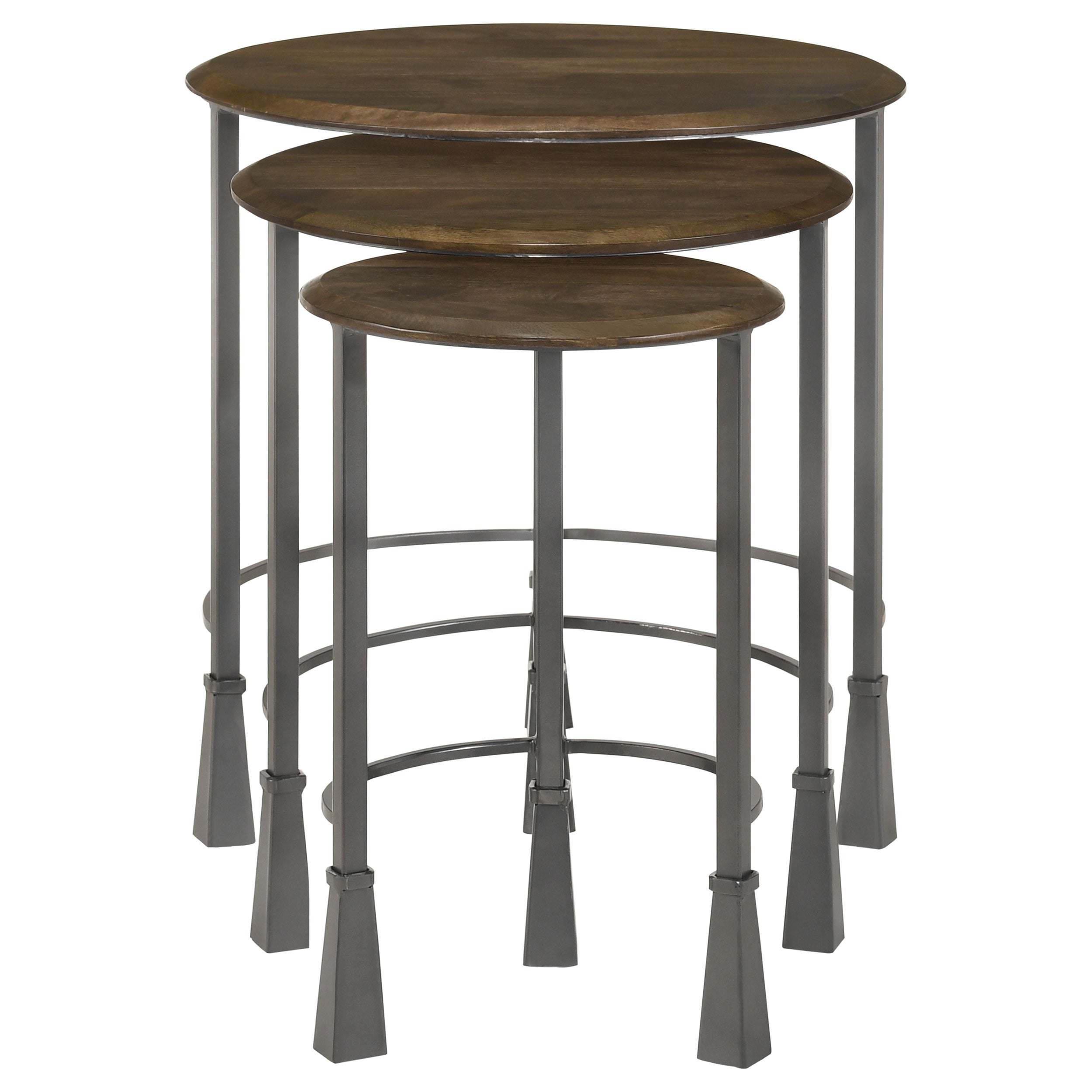Deja Round Nesting Table Set Natural and Gunmetal