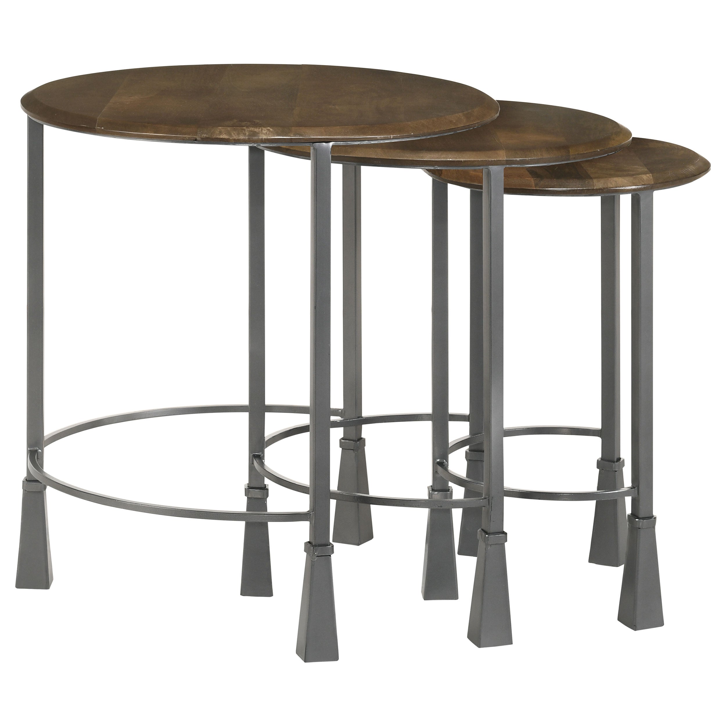 Deja Round Nesting Table Set Natural and Gunmetal