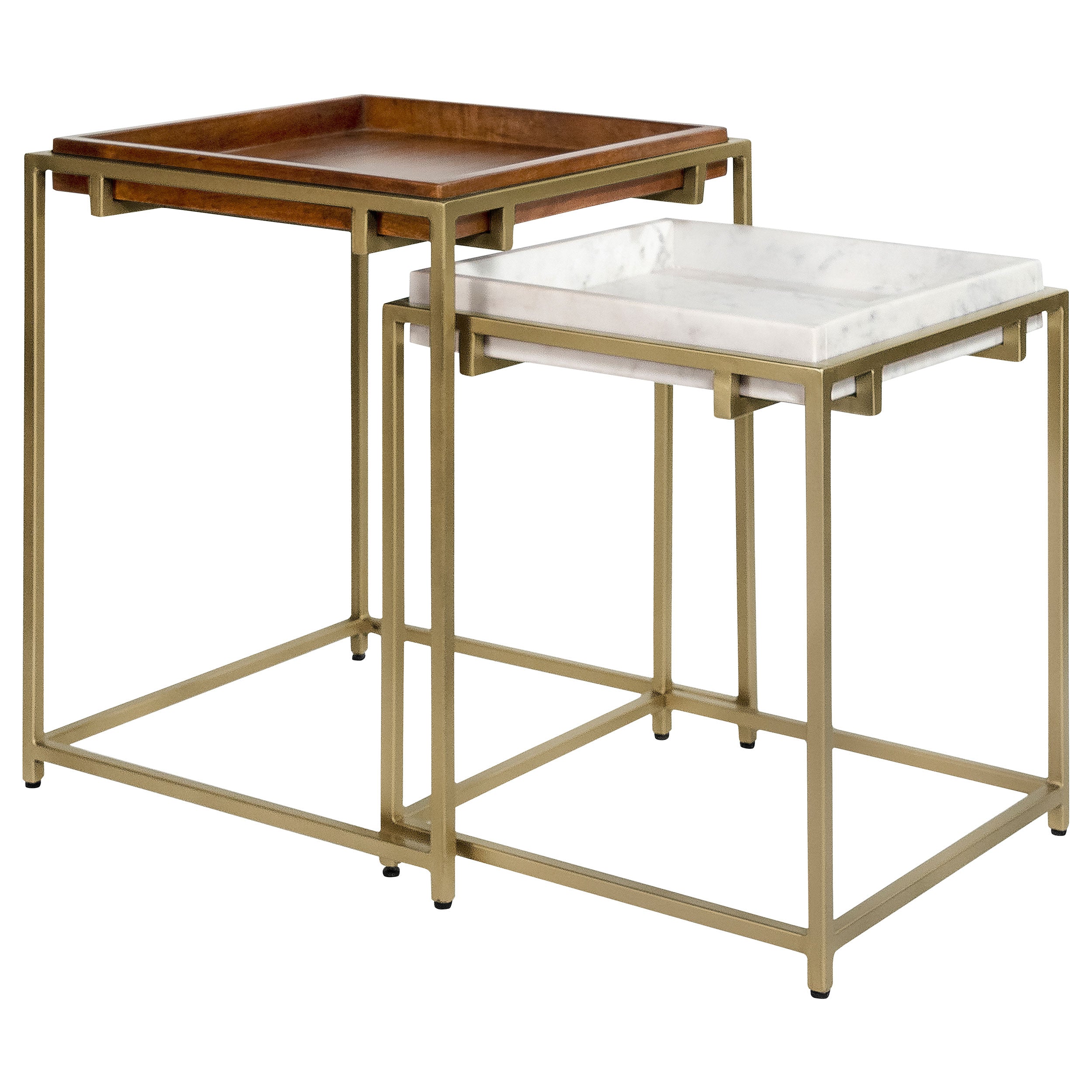 Bolden  Wood and Marble Top Nesting Table Set Gold