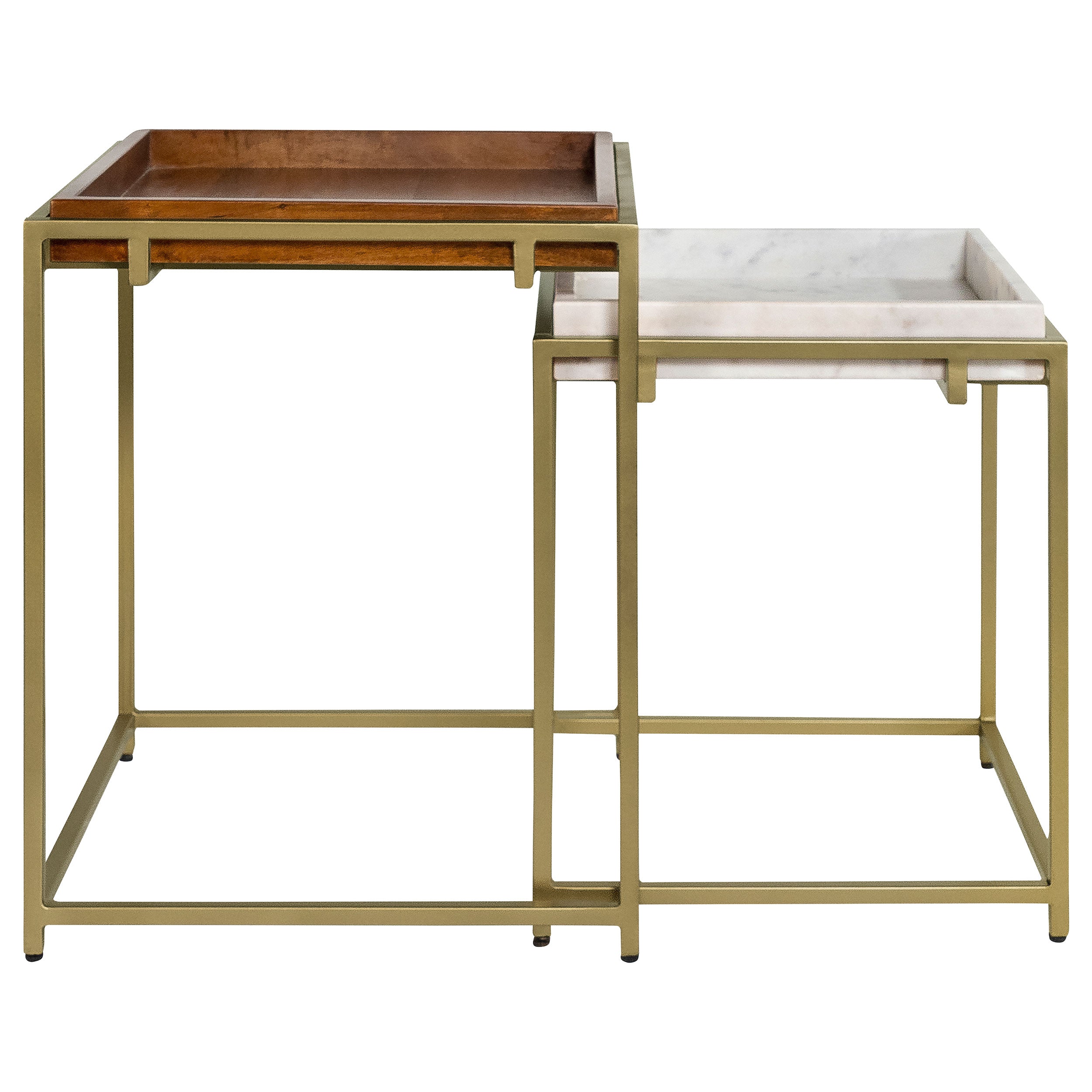 Bolden  Wood and Marble Top Nesting Table Set Gold